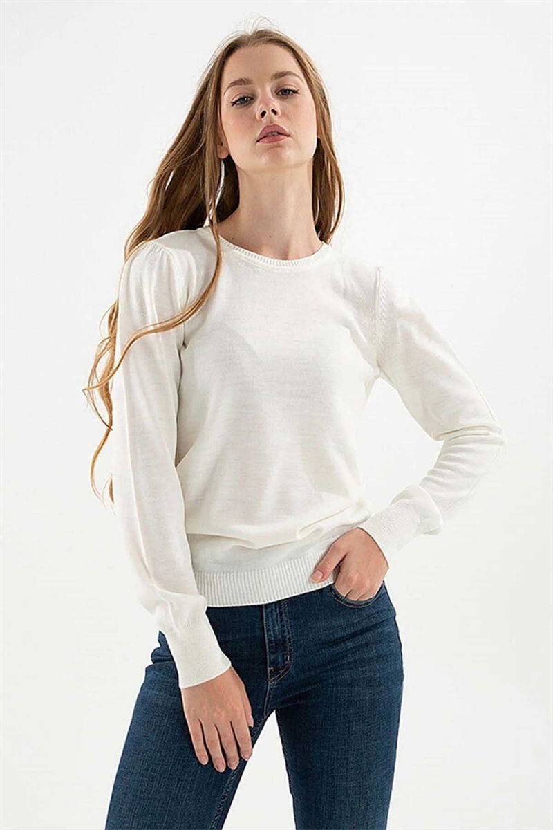 Fashion Friends Kadın Bisiklet Yaka Kazak 23K0245K1 Ekru - 3