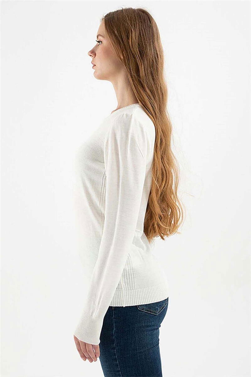 Fashion Friends Kadın Bisiklet Yaka Kazak 23K0245K1 Ekru - 4