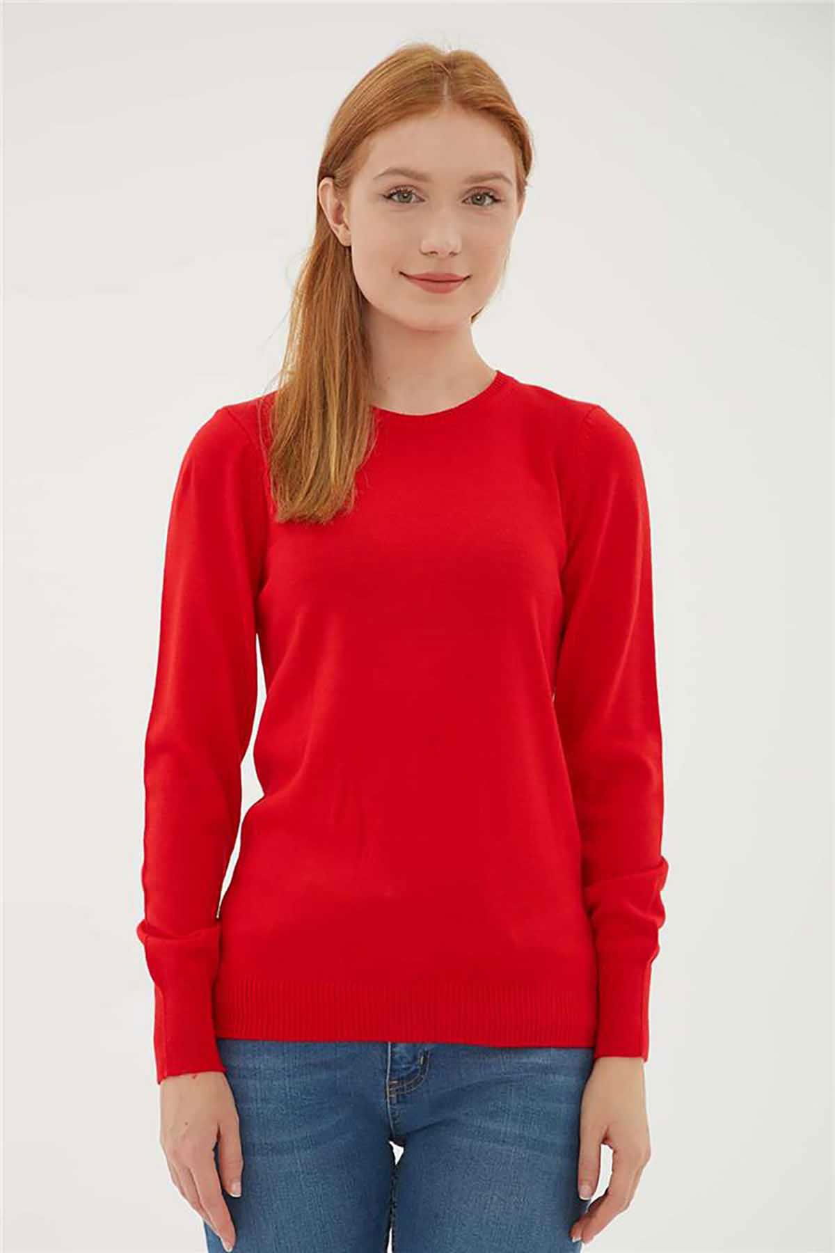 Fashion Friends Kadın Bisiklet Yaka Kazak 23K0245K1 Kırmızı - 4