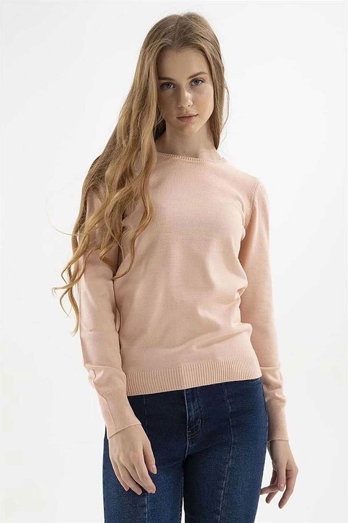 Fashion Friends Kadın Bisiklet Yaka Kazak 23K0245K1 Pudra - 1