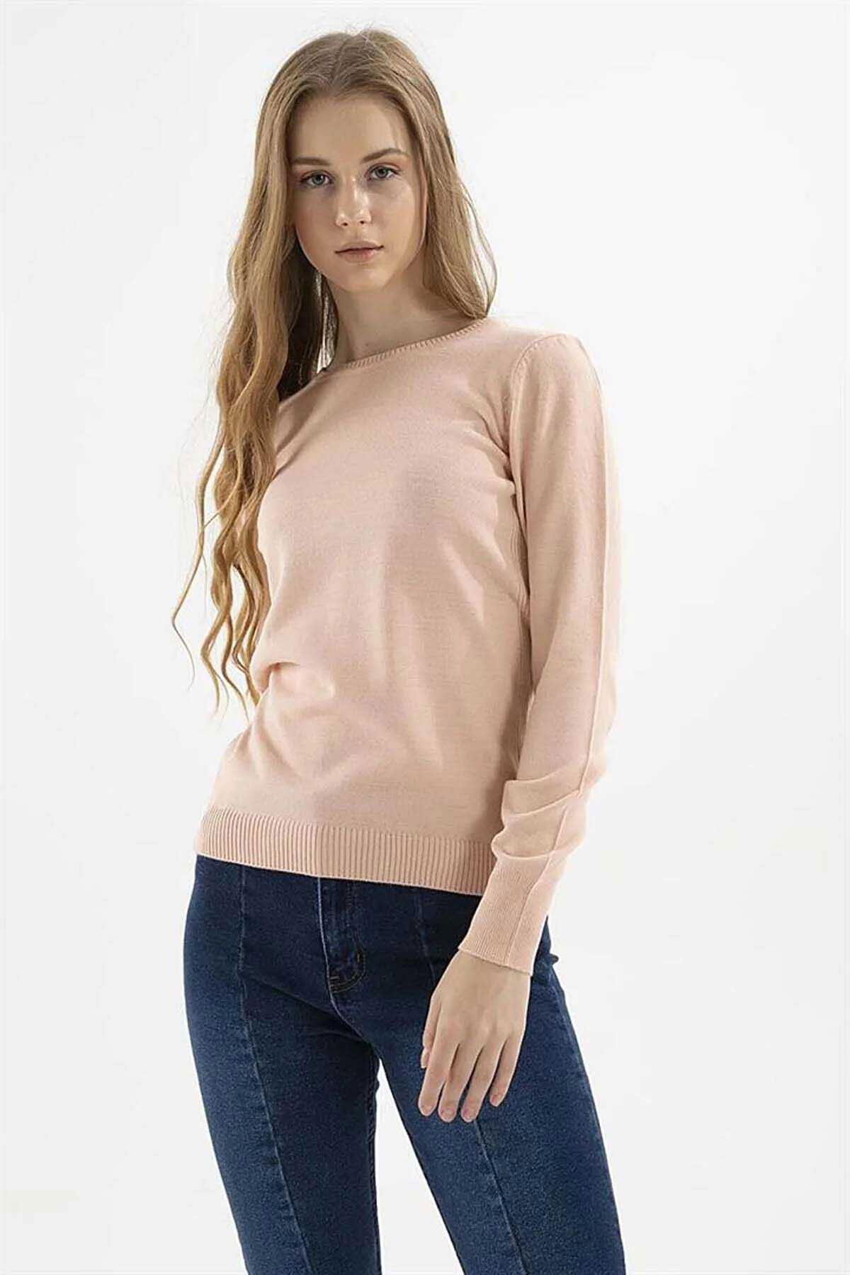 Fashion Friends Kadın Bisiklet Yaka Kazak 23K0245K1 Pudra - 3