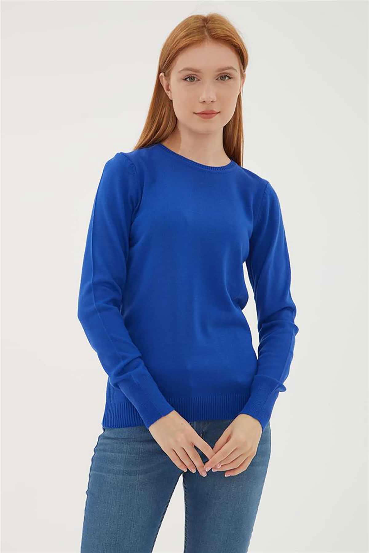 Fashion Friends Kadın Bisiklet Yaka Kazak 23K0245K1 Saks - 1