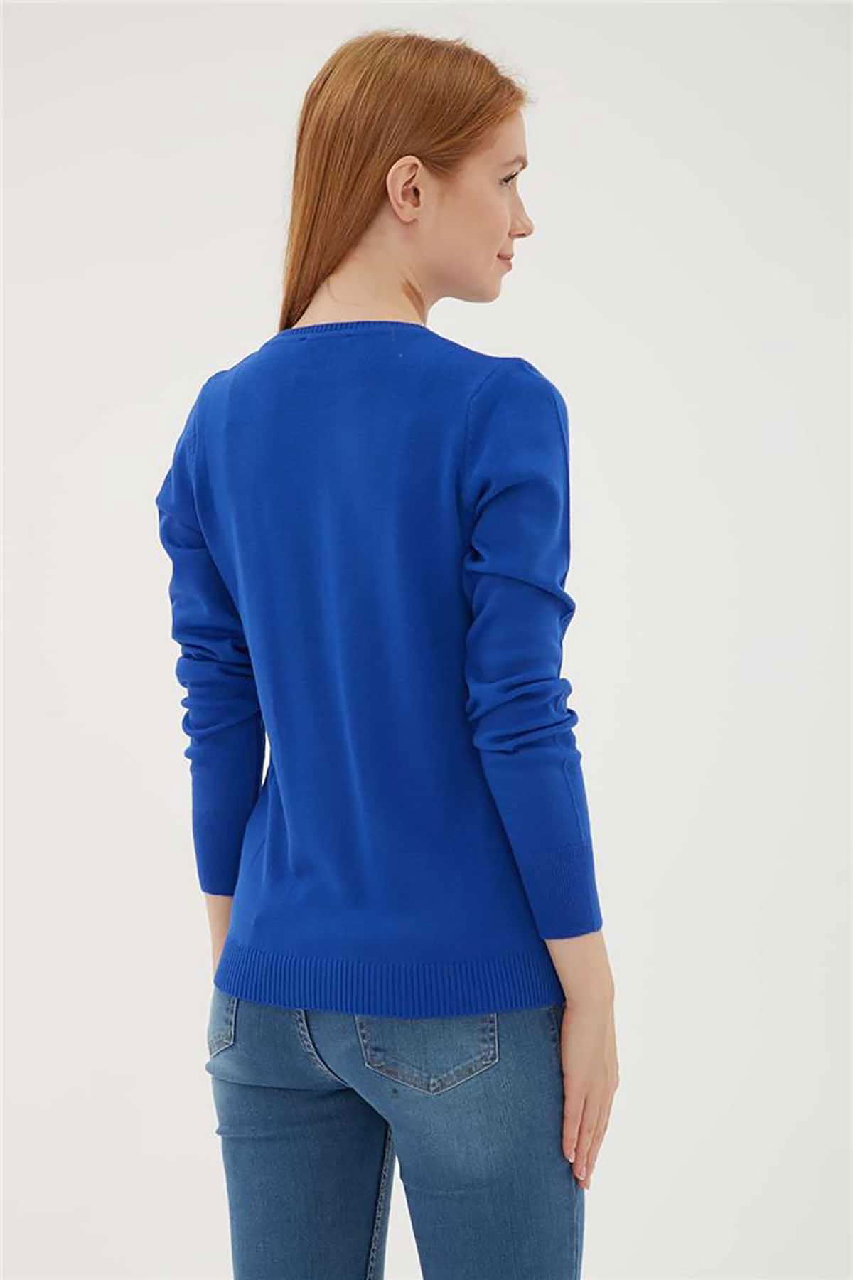 Fashion Friends Kadın Bisiklet Yaka Kazak 23K0245K1 Saks - 5