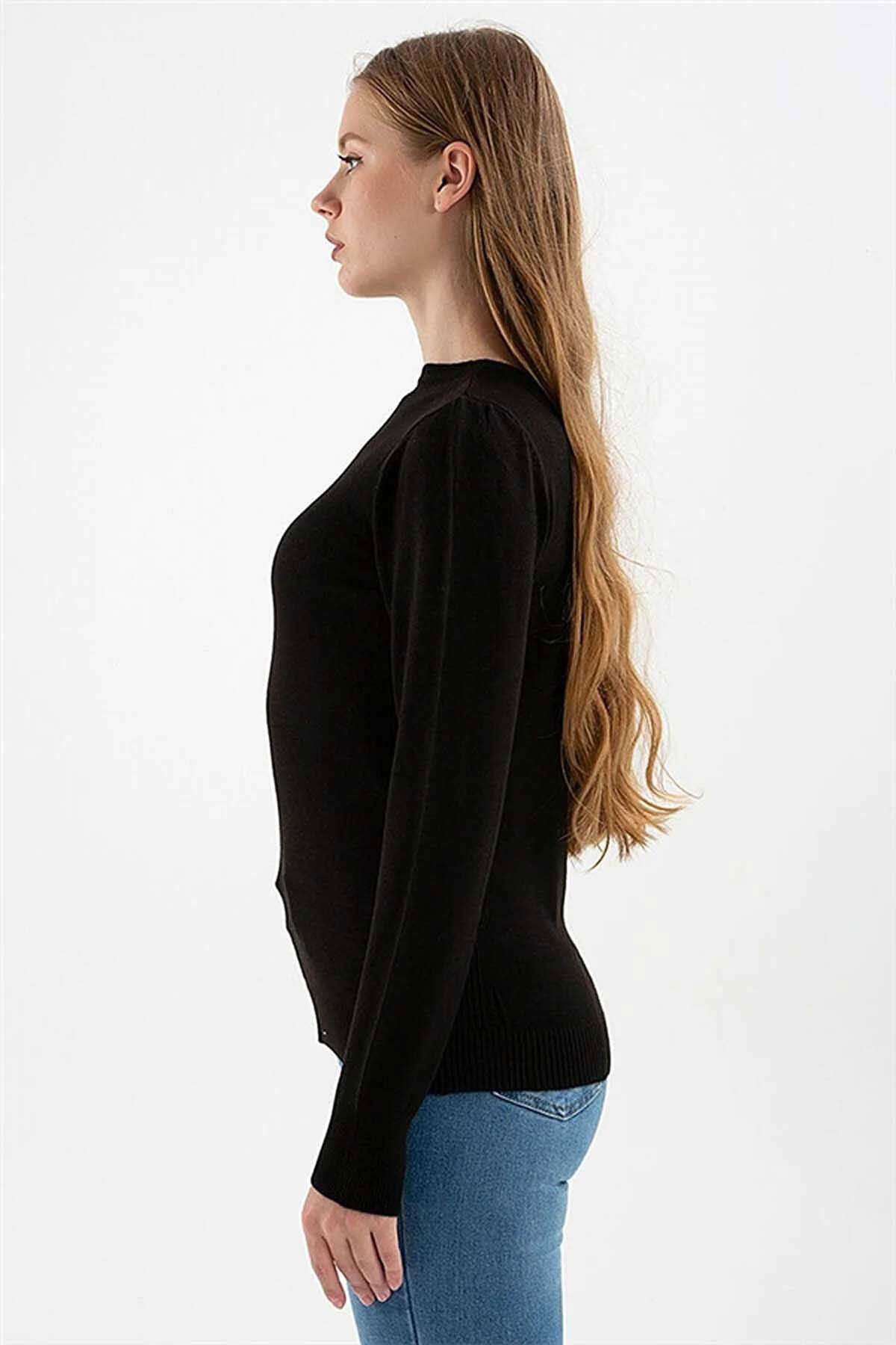 Fashion Friends Kadın Bisiklet Yaka Kazak 23K0245K1 Siyah - 2