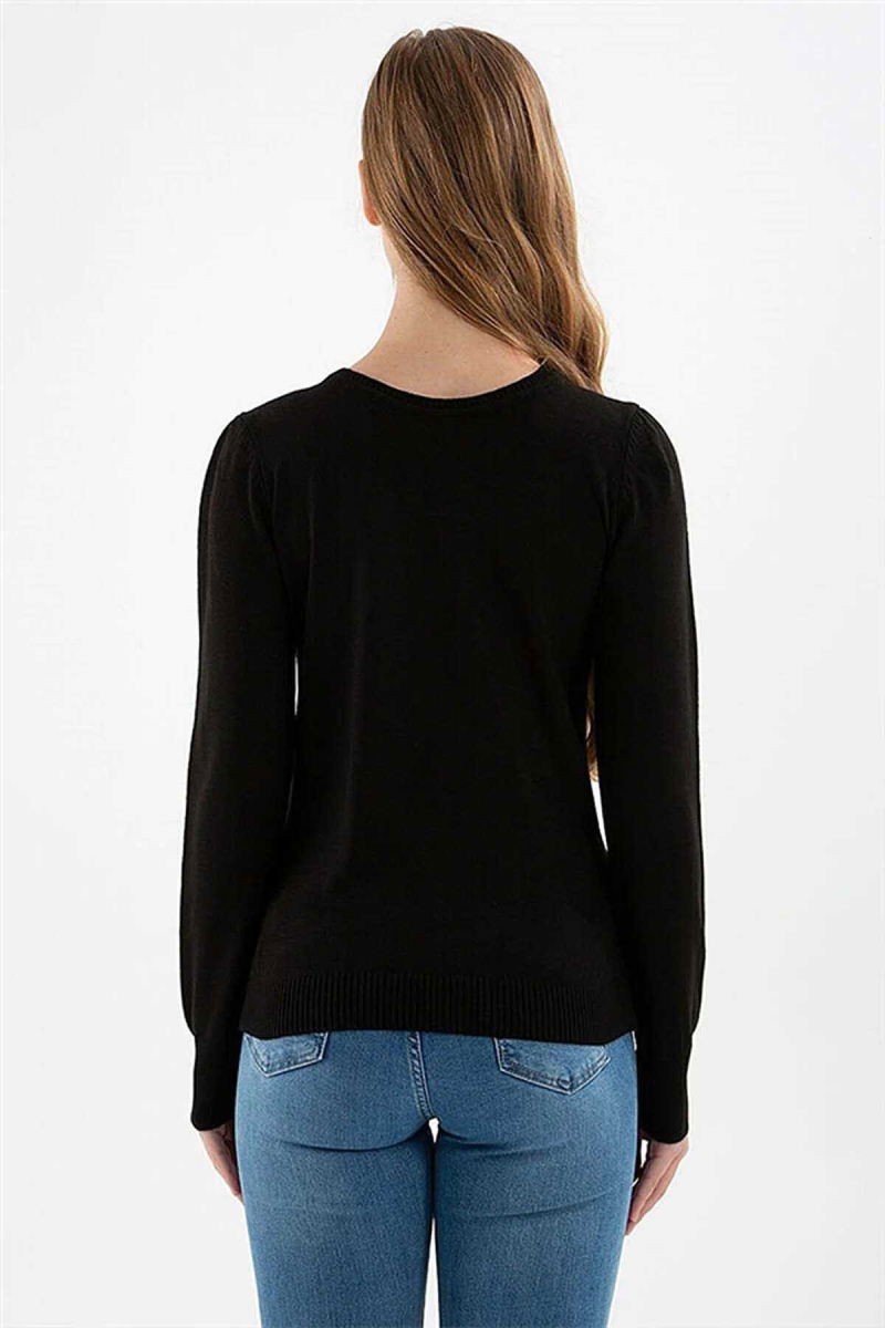 Fashion Friends Kadın Bisiklet Yaka Kazak 23K0245K1 Siyah - 3