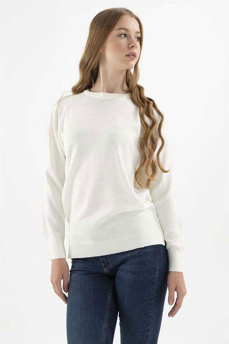 Fashion Friends Kadın Bisiklet Yaka Kazak K0242K1 Ekru - Fashion Friends