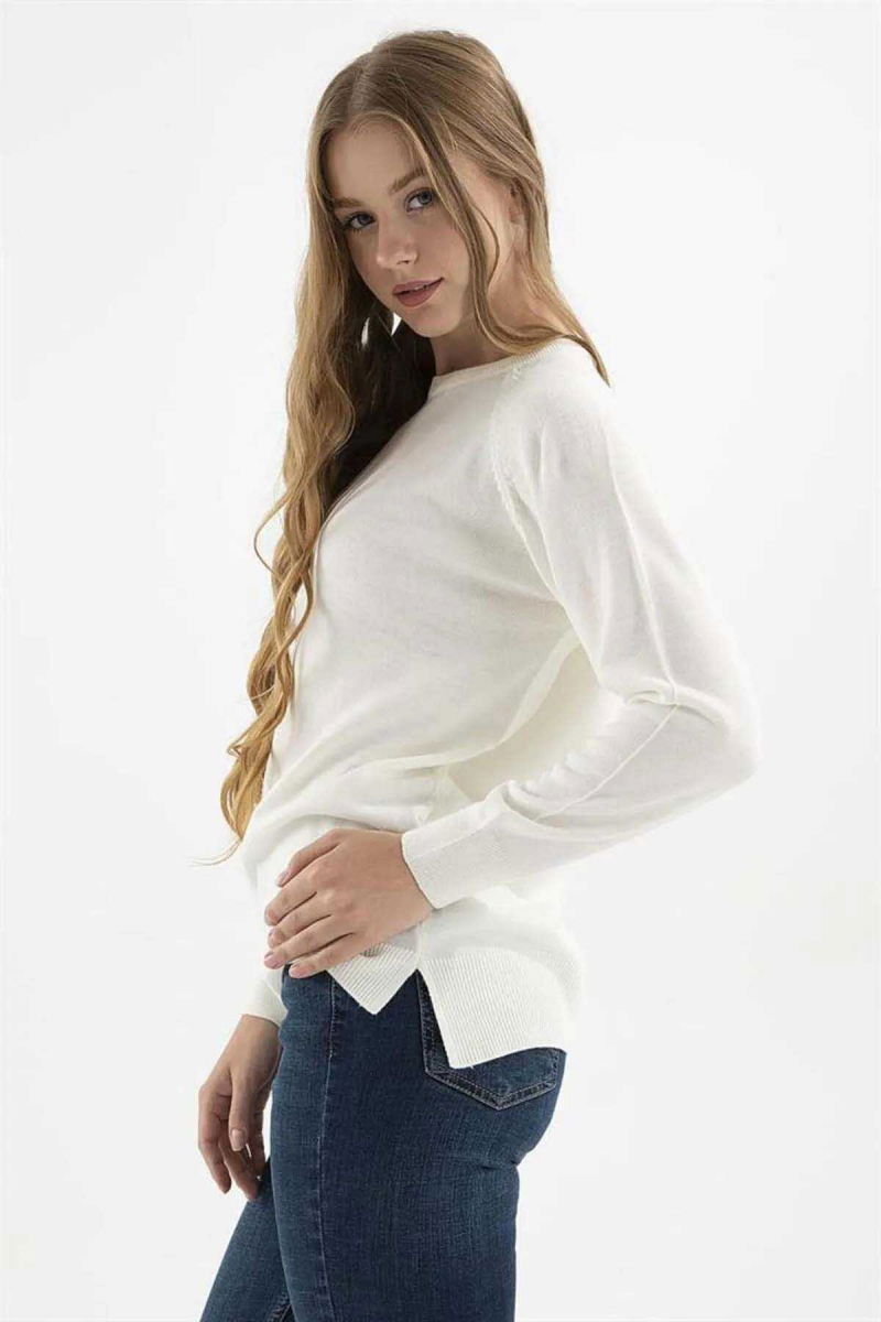 Fashion Friends Kadın Bisiklet Yaka Kazak K0242K1 Ekru - 2