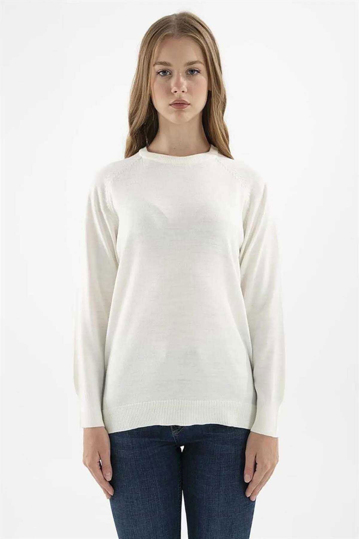 Fashion Friends Kadın Bisiklet Yaka Kazak K0242K1 Ekru - 3