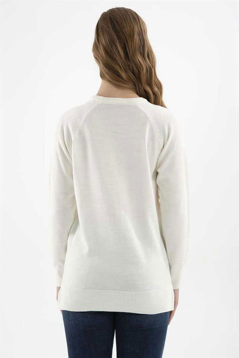 Fashion Friends Kadın Bisiklet Yaka Kazak K0242K1 Ekru - 4