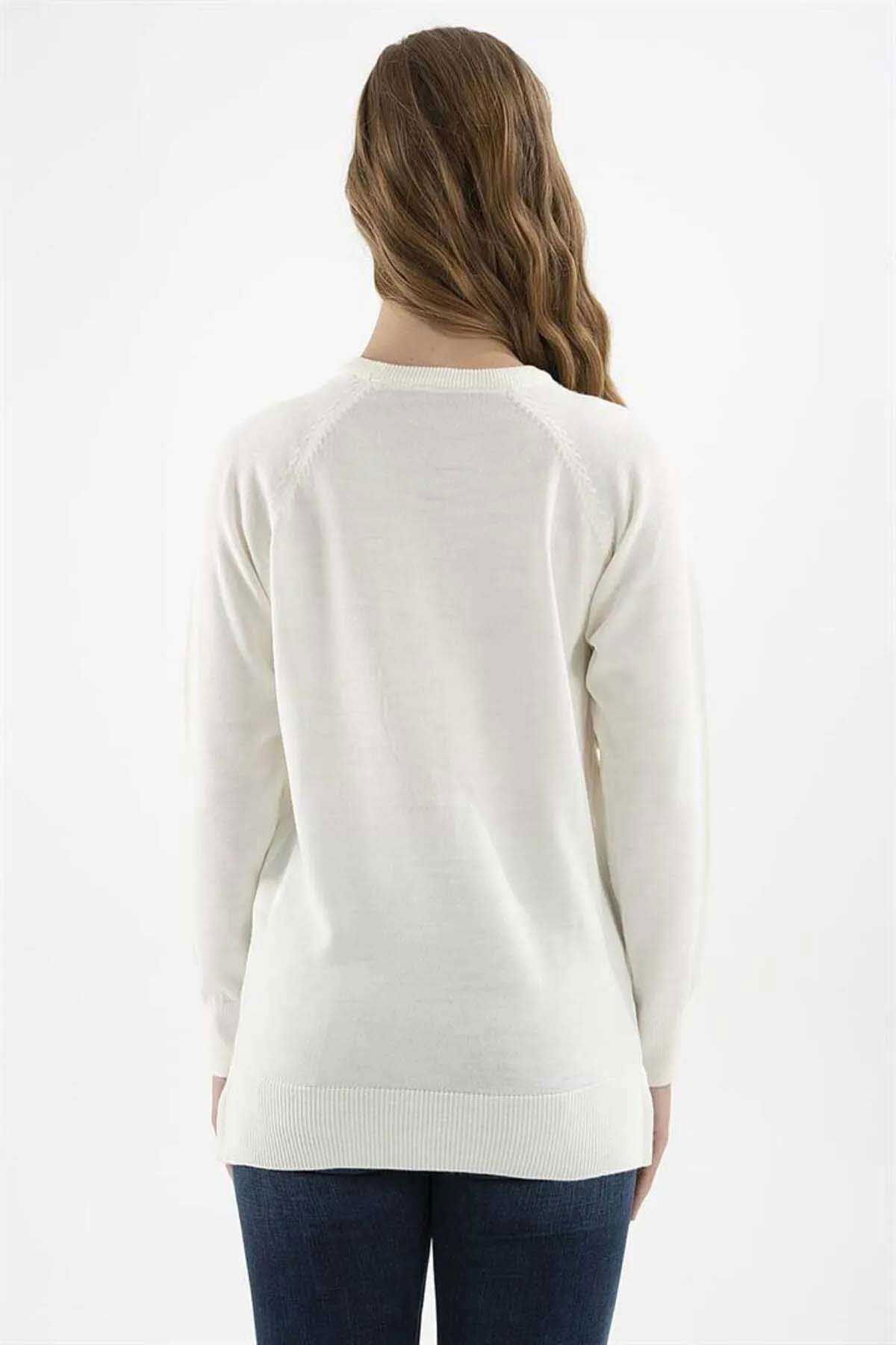 Fashion Friends Kadın Bisiklet Yaka Kazak K0242K1 Ekru - 4