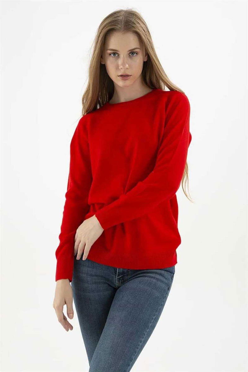 Fashion Friends Kadın Bisiklet Yaka Kazak K0242K1 Kırmızı 