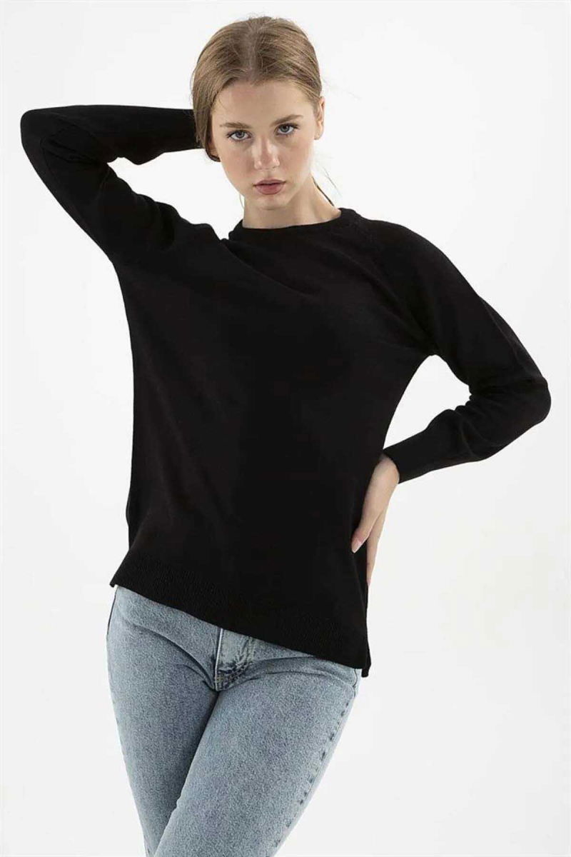 Fashion Friends Kadın Bisiklet Yaka Kazak K0242K1 Siyah - 2