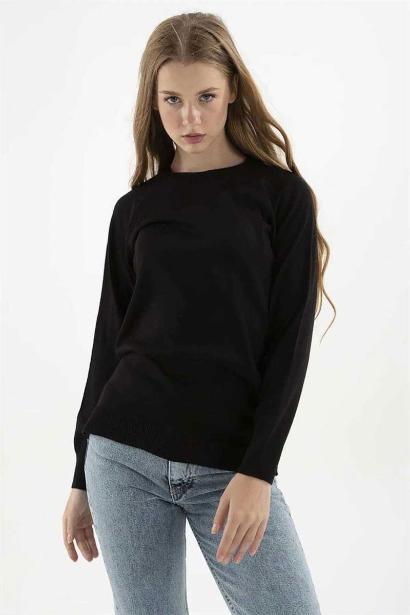 Fashion Friends Kadın Bisiklet Yaka Kazak K0242K1 Siyah - 3