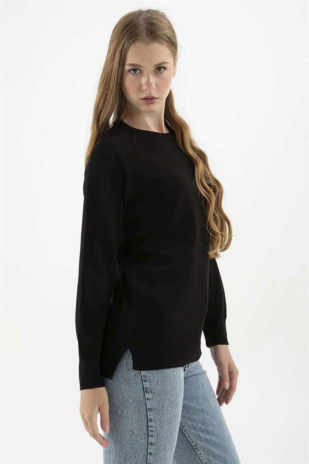 Fashion Friends Kadın Bisiklet Yaka Kazak K0242K1 Siyah - 4