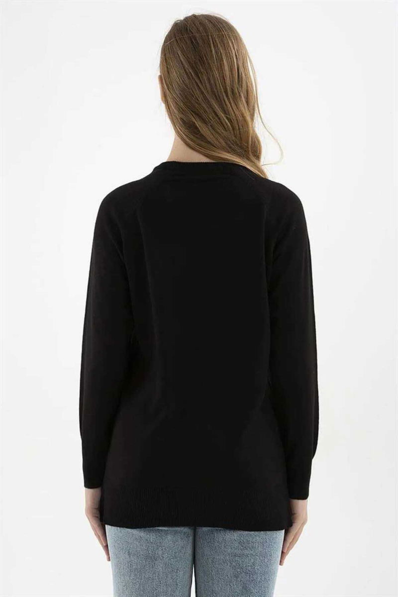 Fashion Friends Kadın Bisiklet Yaka Kazak K0242K1 Siyah - 5