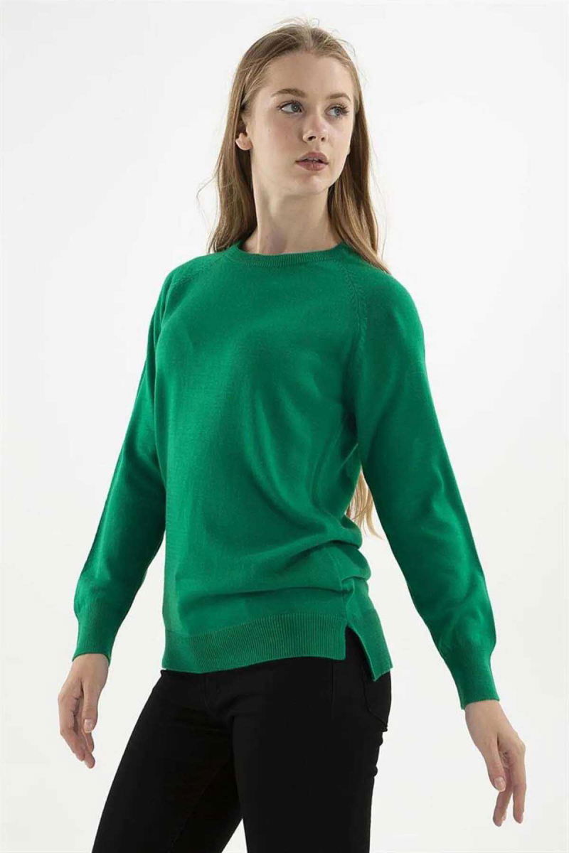 Fashion Friends Kadın Bisiklet Yaka Kazak K0242K1 Yeşil - 2