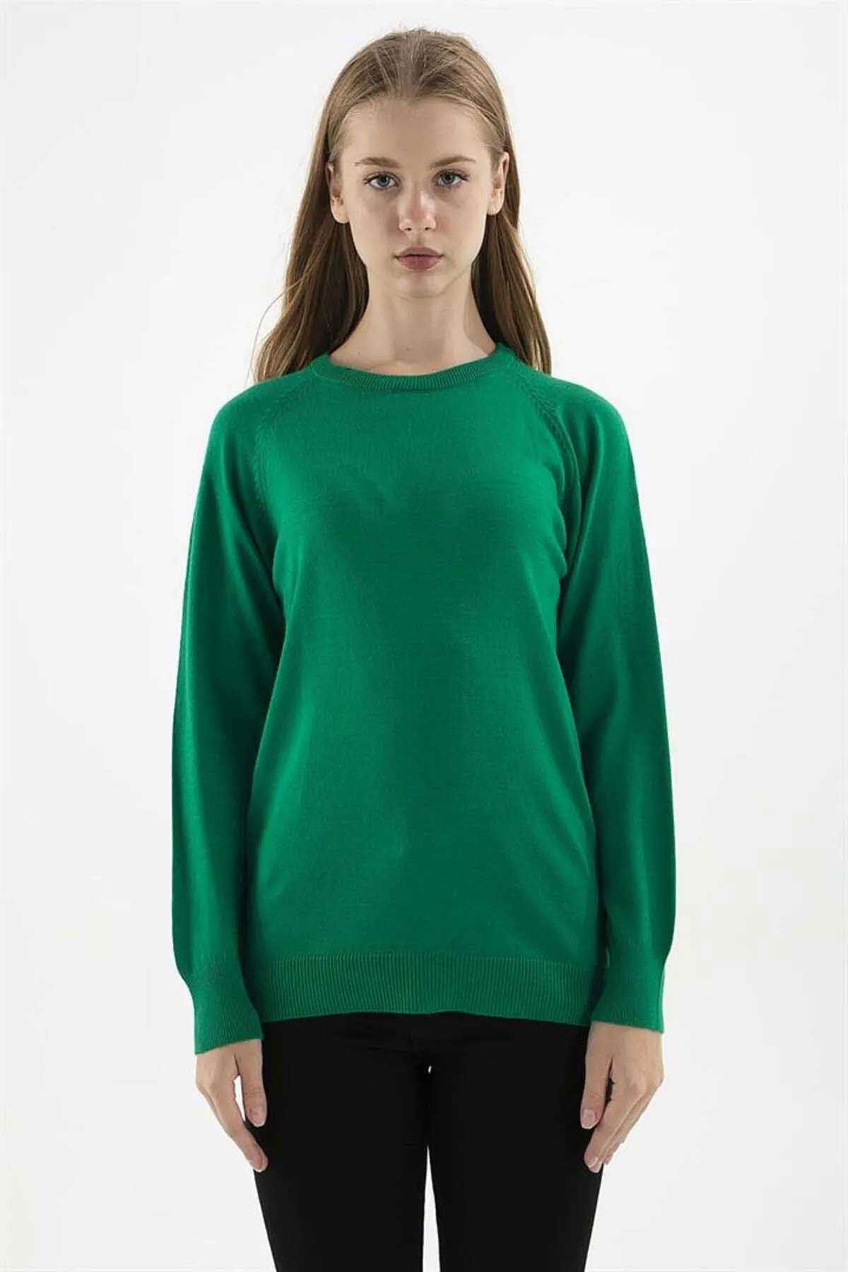 Fashion Friends Kadın Bisiklet Yaka Kazak K0242K1 Yeşil - 3