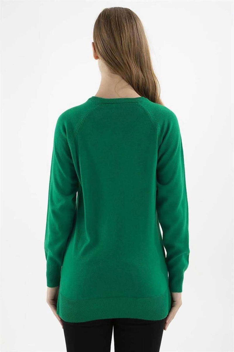 Fashion Friends Kadın Bisiklet Yaka Kazak K0242K1 Yeşil - 4