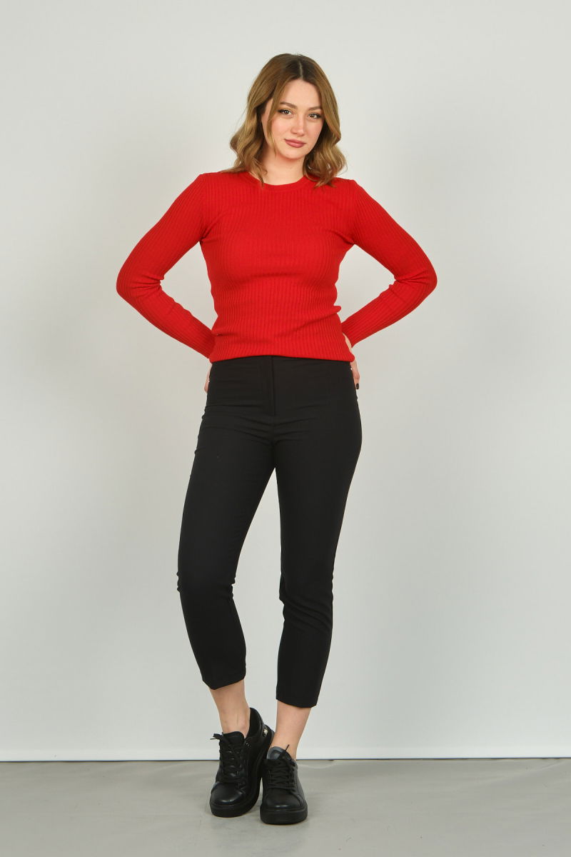 Fashion Friends Kadın Fitilli Bisiklet Yaka Kazak 23K0290K1 Kırmızı - 2