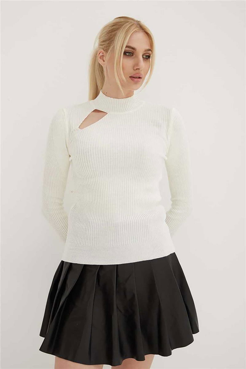 Fashion Friends Kadın Pencere Detaylı Kazak 23K0167K1 Ekru 