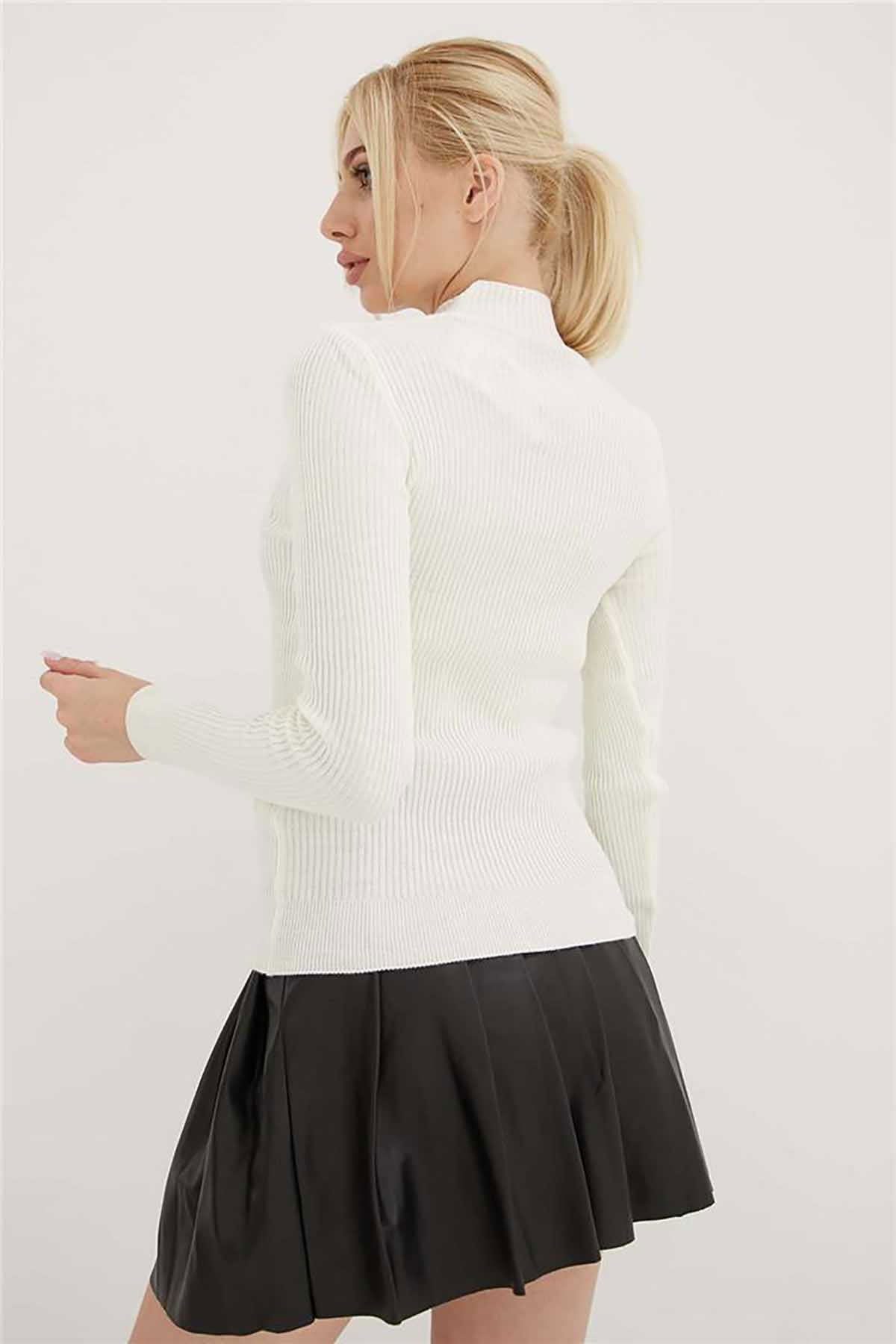 Fashion Friends Kadın Pencere Detaylı Kazak 23K0167K1 Ekru - 5