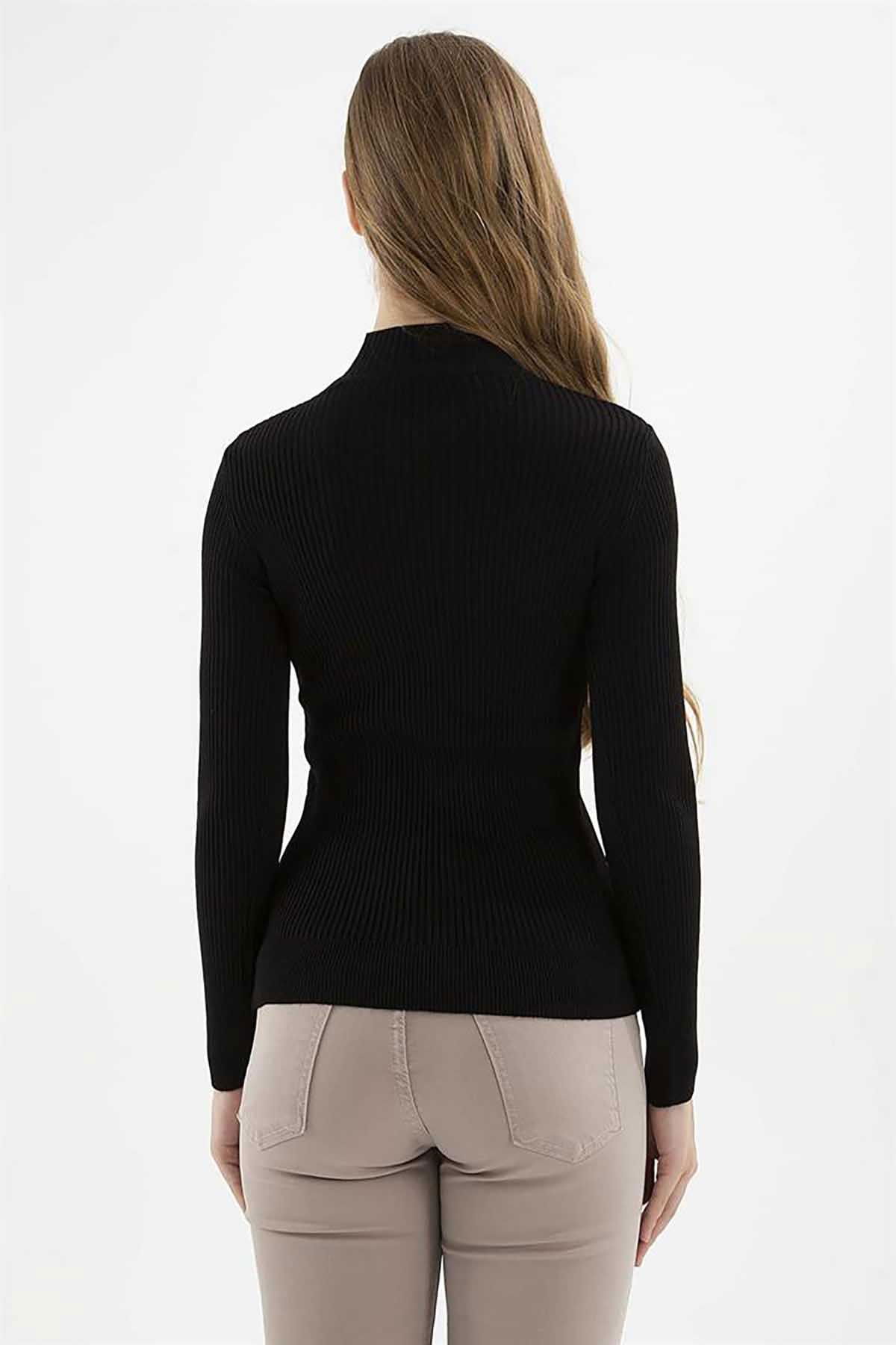 Fashion Friends Kadın Pencere Detaylı Kazak 23K0167K1 Siyah - 4