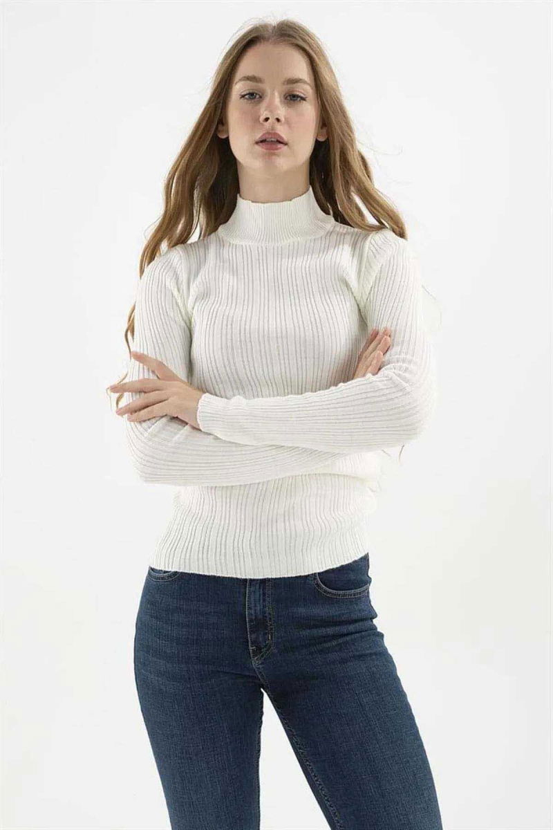 Fashion Friends Kadın Yarım Balıkçı Kazak 23K0389K1 Ekru - 2