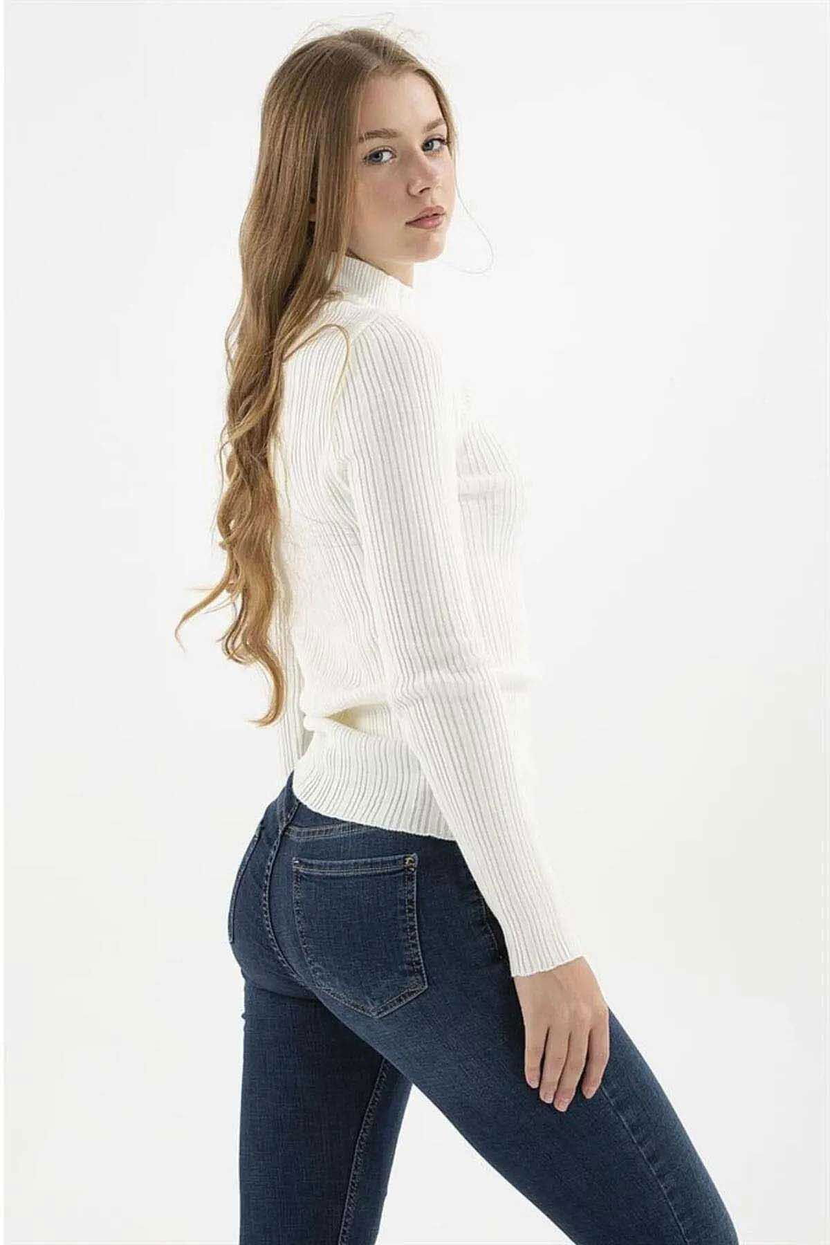 Fashion Friends Kadın Yarım Balıkçı Kazak 23K0389K1 Ekru - 3