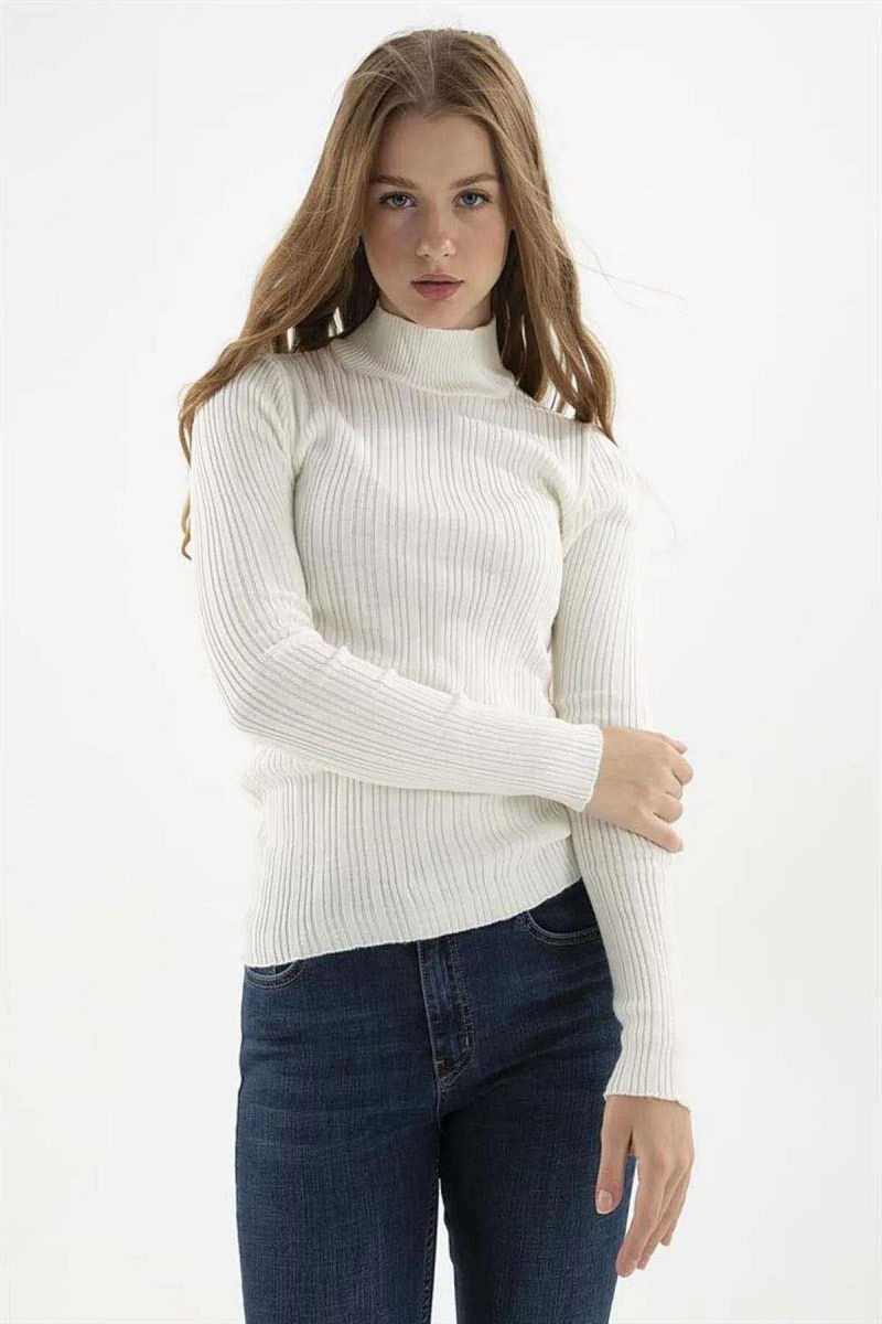 Fashion Friends Kadın Yarım Balıkçı Kazak 23K0389K1 Ekru - 4