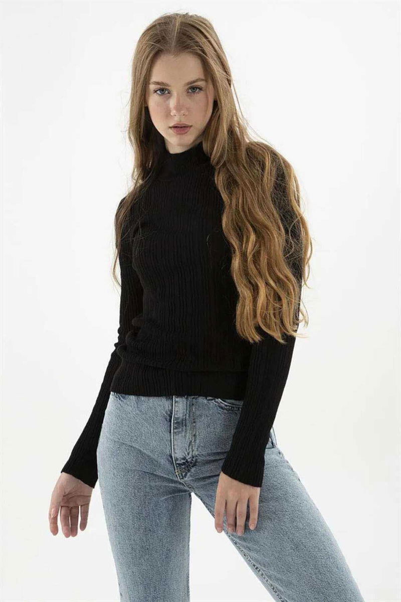 Fashion Friends Kadın Yarım Balıkçı Kazak 23K0389K1 Siyah - Fashion Friends