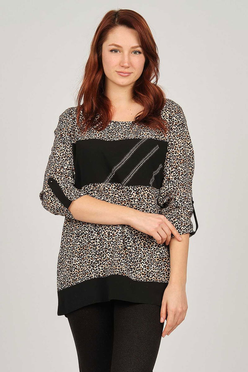 Flaş Triko Kadın Leopar Desenli Bluz 3320233 Kahverengi - 2