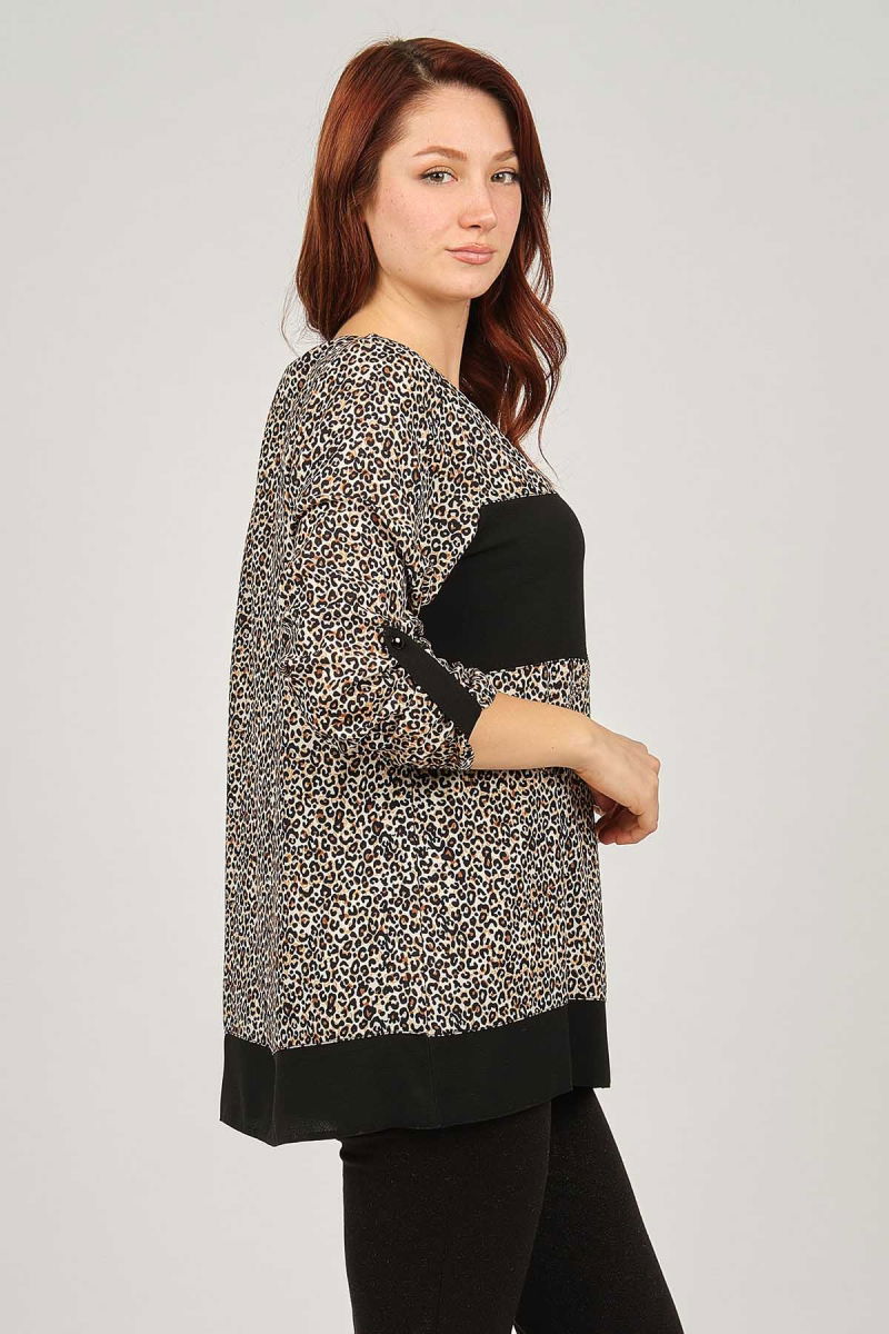 Flaş Triko Kadın Leopar Desenli Bluz 3320233 Kahverengi - 4
