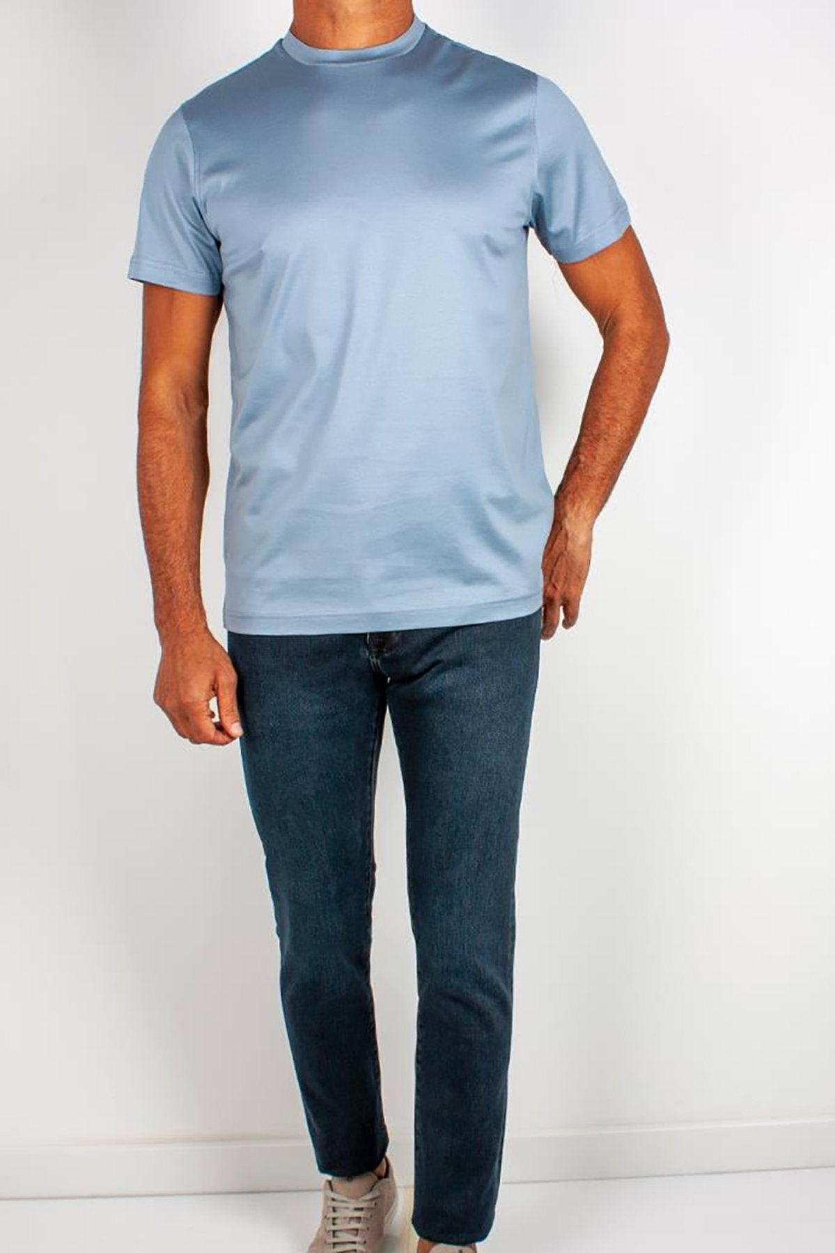 Formenti Erkek Bisiklet Yaka %100 Pamuk T-Shirt FSP-502 Mavi - 1