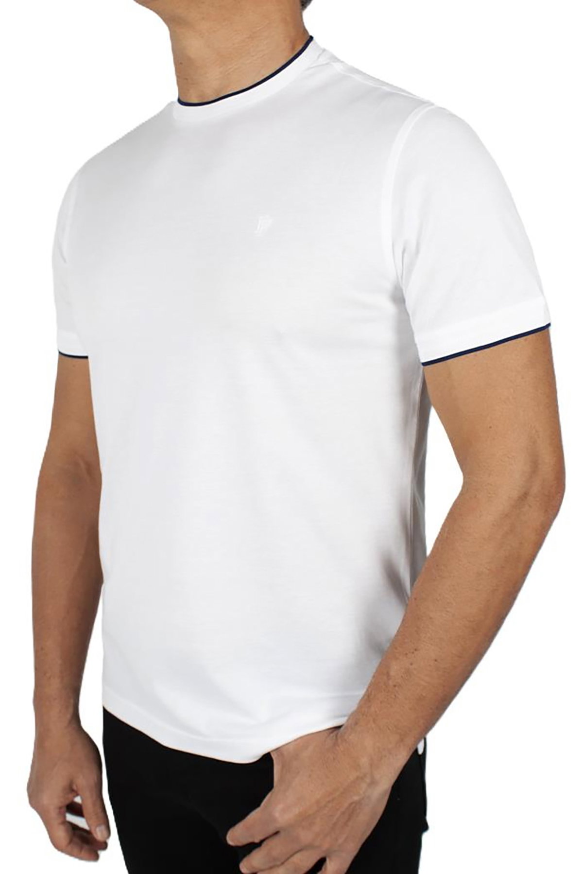 Formenti Erkek Sıfır Yaka Kısa Kollu %100 Pamuk T-Shirt 1543 Beyaz - 3