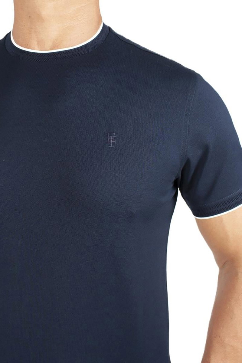 Formenti Erkek Sıfır Yaka Kısa Kollu %100 Pamuk T-Shirt 1543 Koyu Lacivert - 3