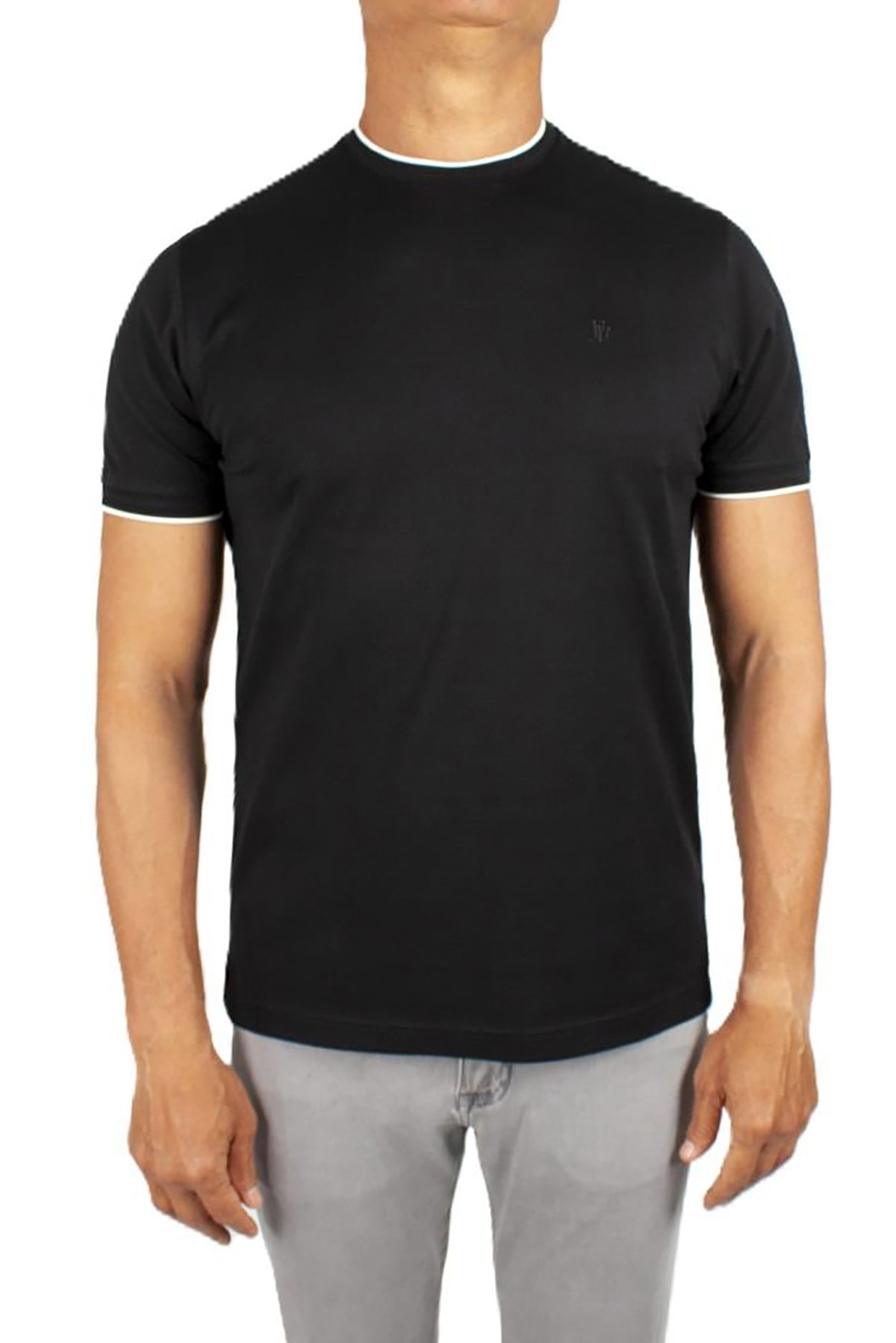 Formenti Erkek Sıfır Yaka Kısa Kollu %100 Pamuk T-Shirt 1543 Siyah - 1