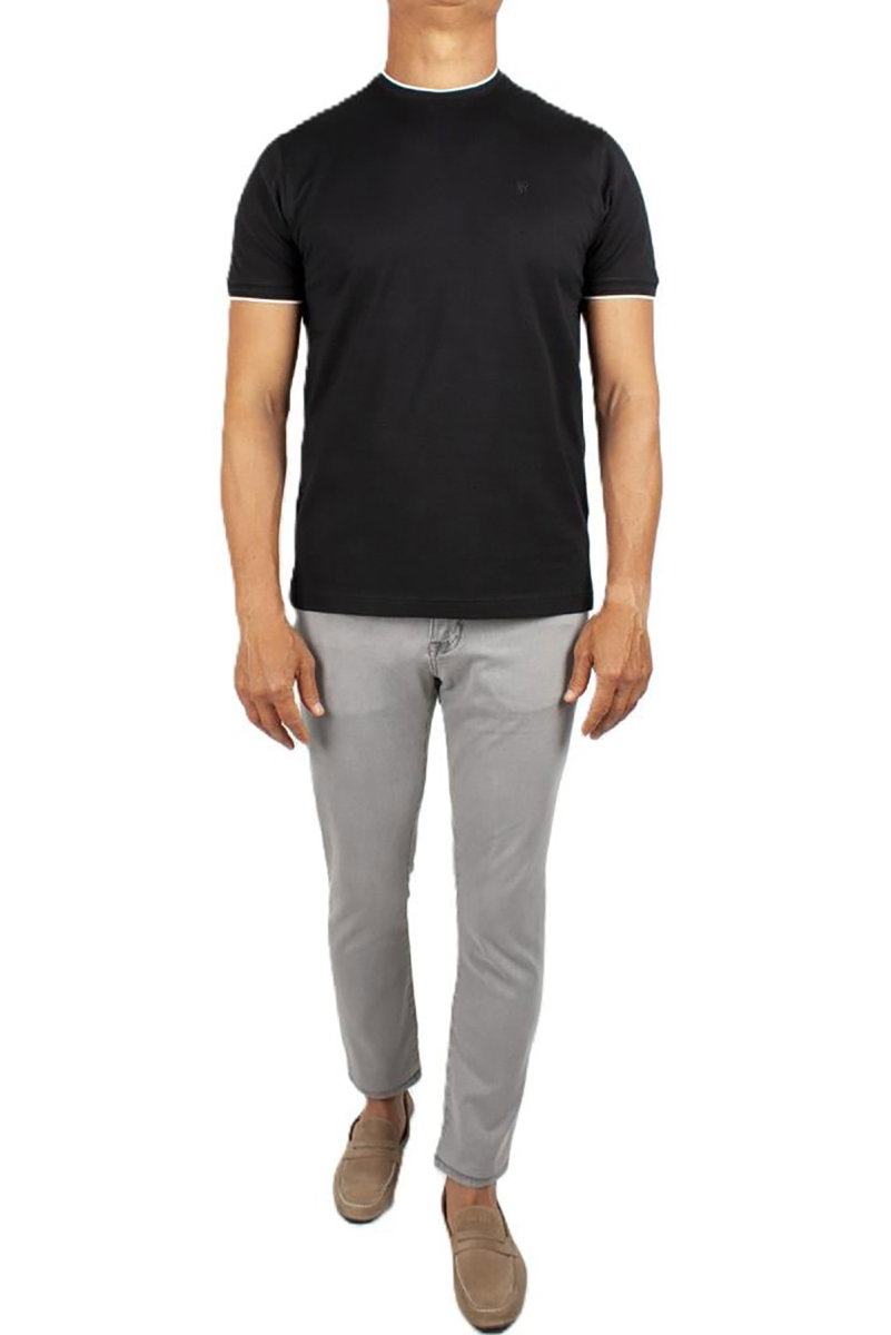 Formenti Erkek Sıfır Yaka Kısa Kollu %100 Pamuk T-Shirt 1543 Siyah - 2
