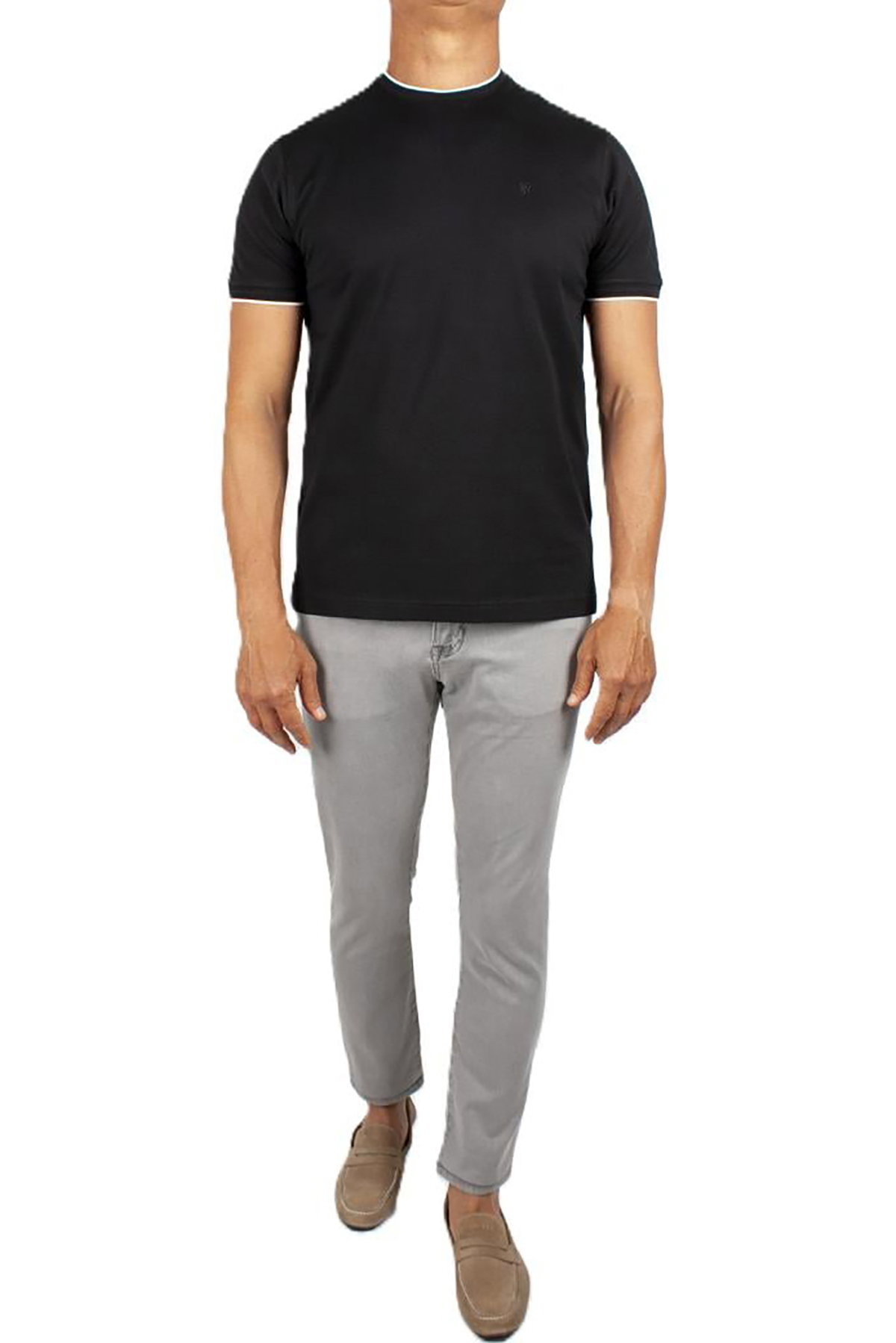Formenti Erkek Sıfır Yaka Kısa Kollu %100 Pamuk T-Shirt 1543 Siyah - 2