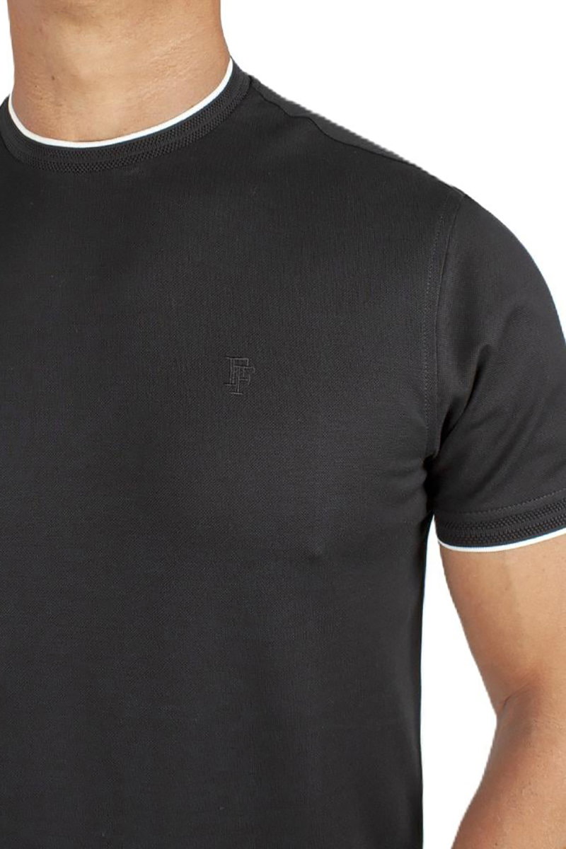 Formenti Erkek Sıfır Yaka Kısa Kollu %100 Pamuk T-Shirt 1543 Siyah - 3