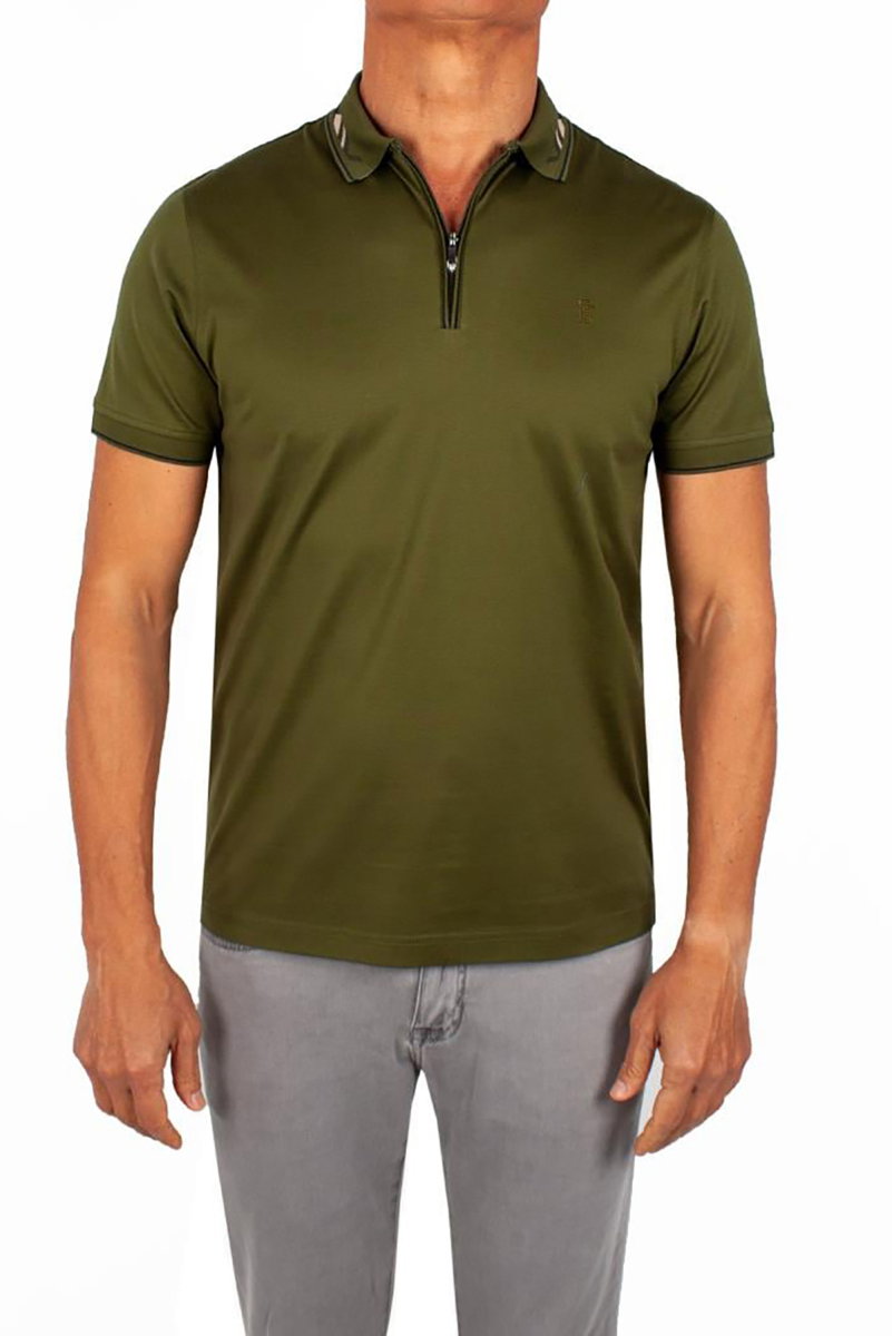 Formenti Erkek Yaka Detaylı %100 Pamuk T-Shirt FSP-1624 Haki - 2