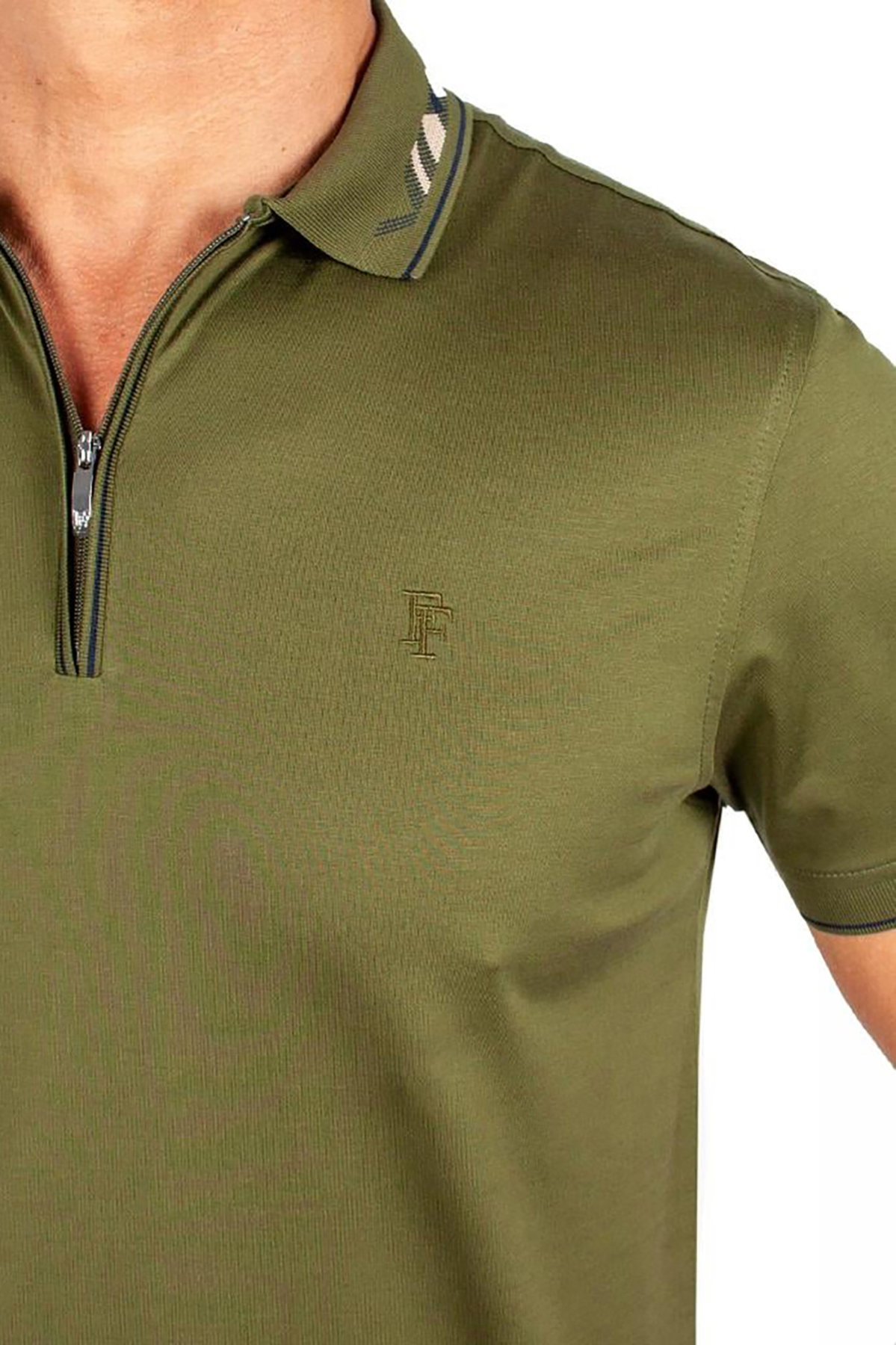 Formenti Erkek Yaka Detaylı %100 Pamuk T-Shirt FSP-1624 Haki - 4