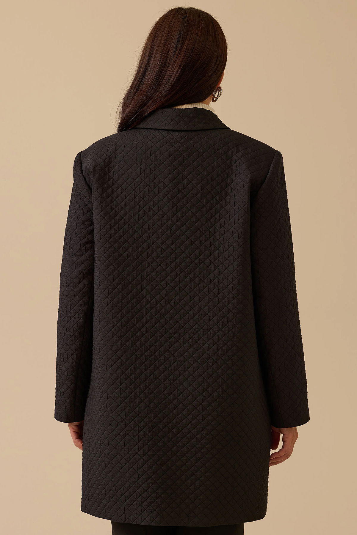 Galaxi Kadın Büyük Beden Aksesuar Detaylı Kapitone Kap 4007 Siyah - 4