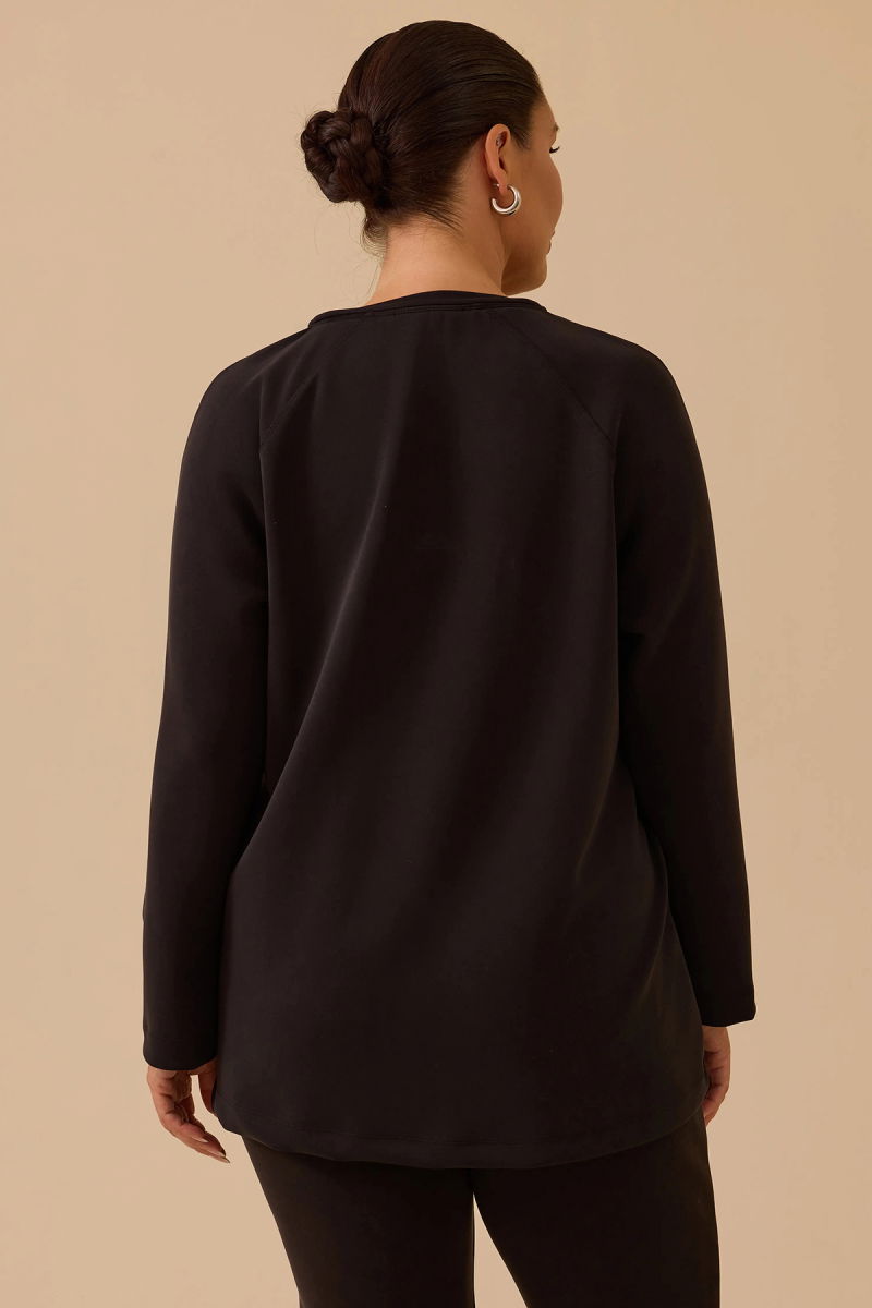 Galaxi Kadın Büyük Beden Bağcıklı Basic Sweatshirt 4002 Siyah - 4
