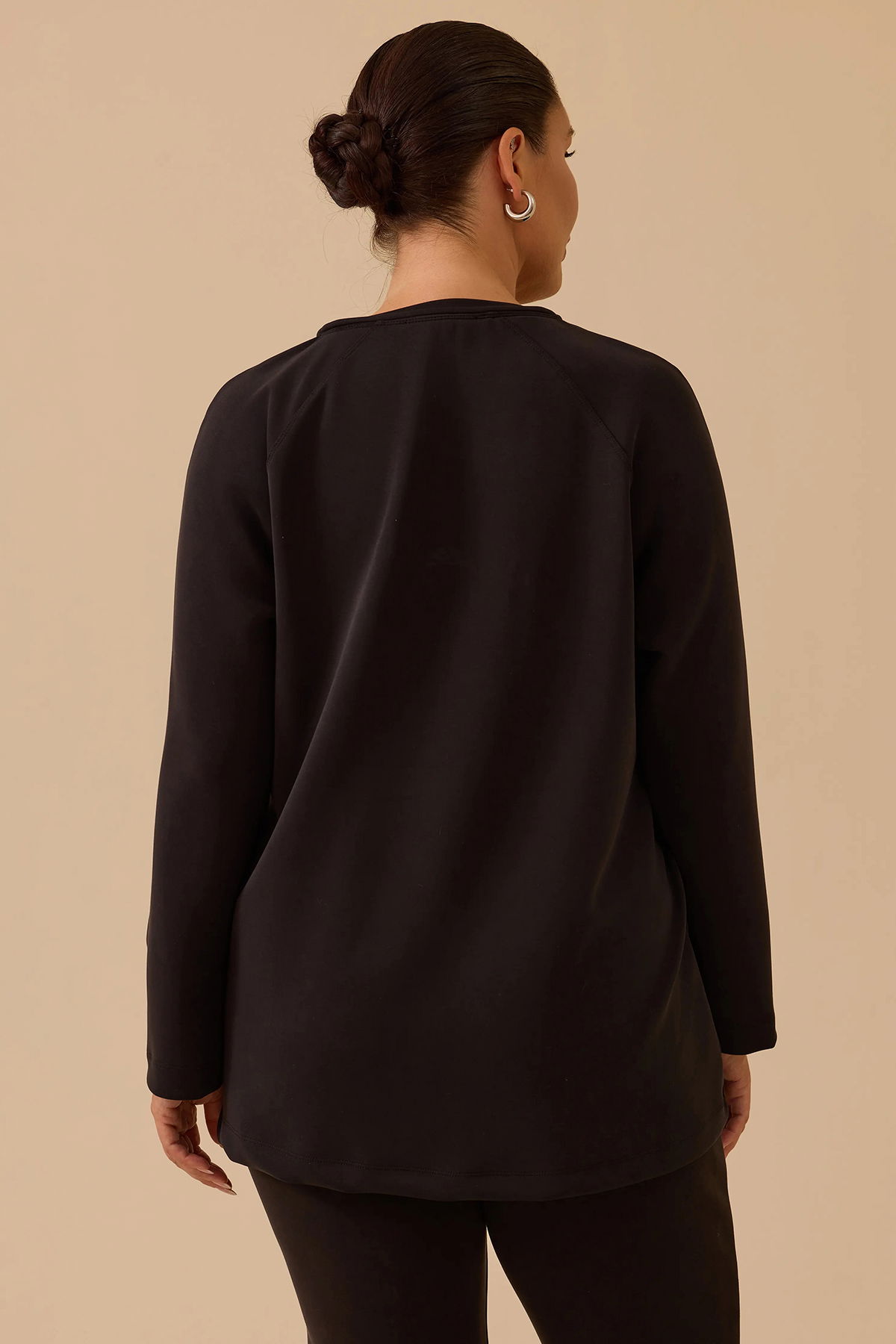Galaxi Kadın Büyük Beden Bağcıklı Basic Sweatshirt 4002 Siyah - 4