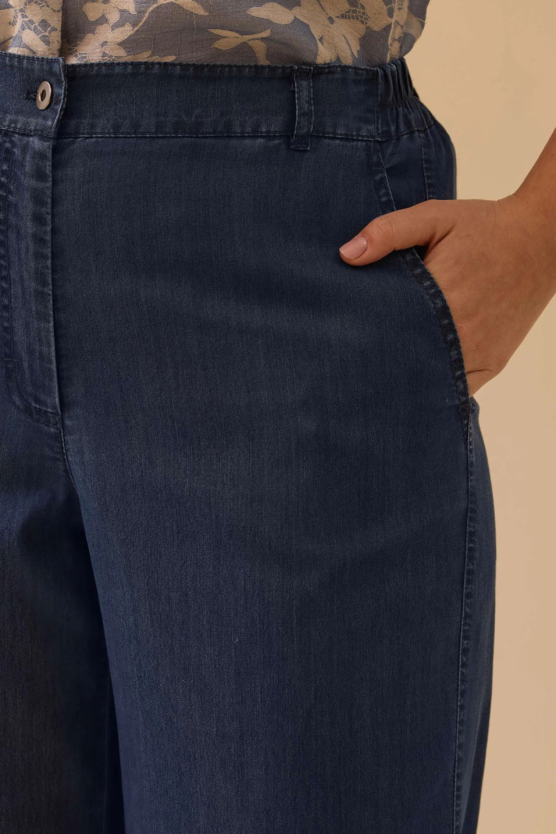 Galaxi Kadın Büyük Beden Bol Paça Jean Pantolon 4003 Indigo - 2
