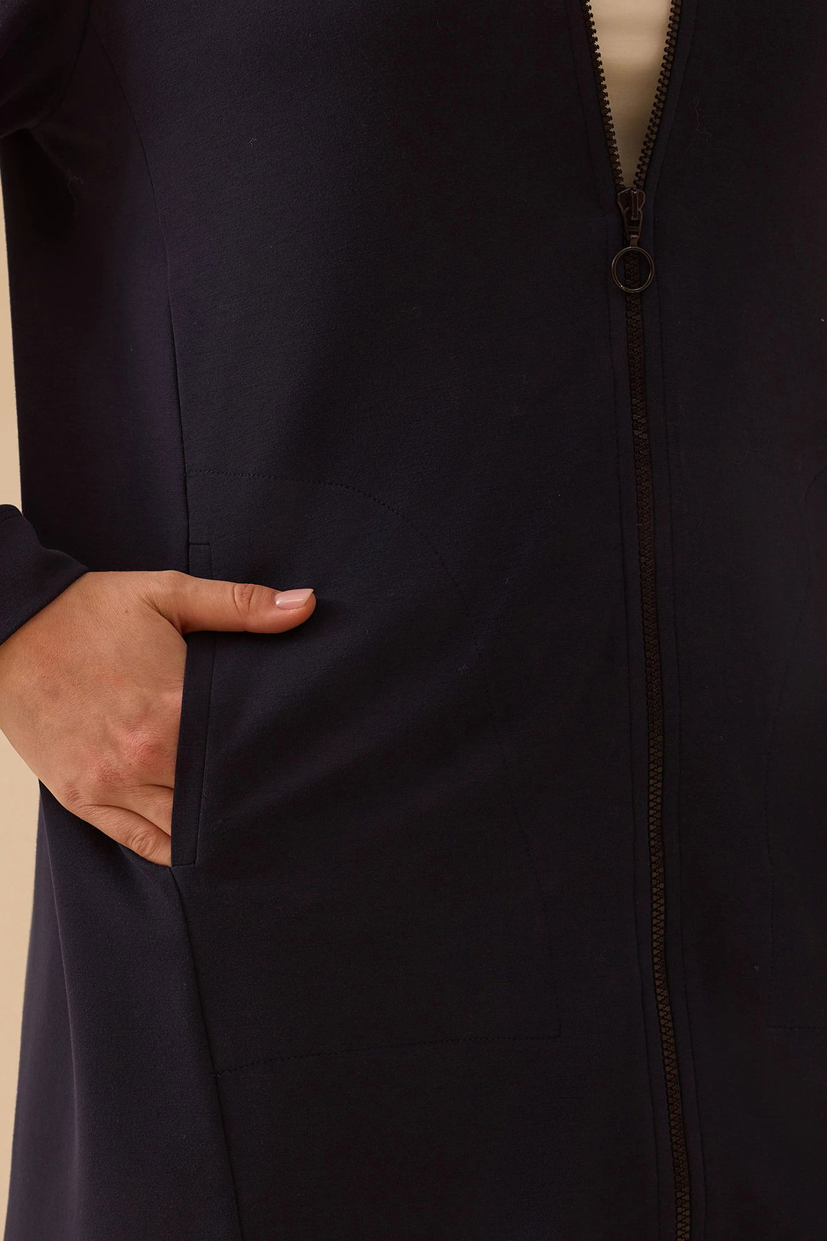 Galaxi Kadın Büyük Beden Cep Detaylı Fermuarlı Kap 4002 Lacivert - 3