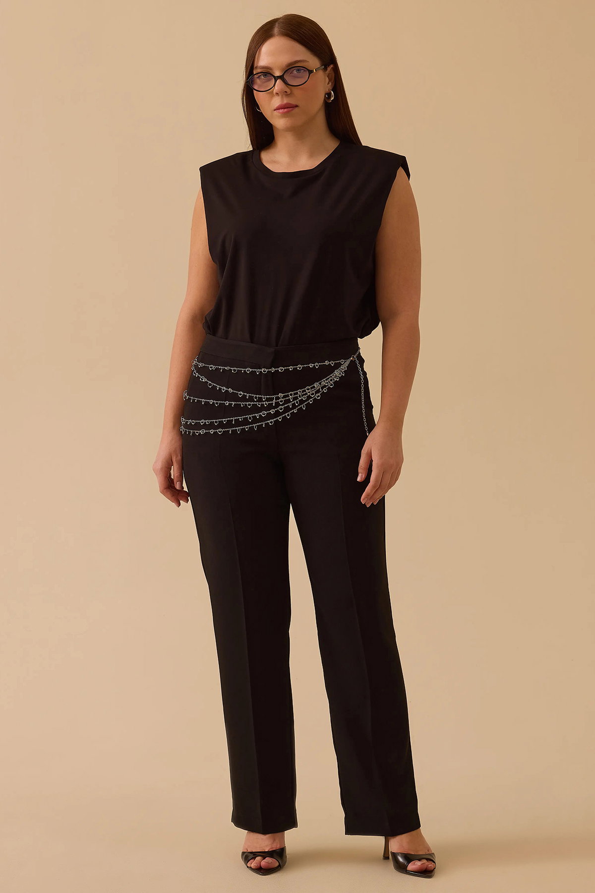 Galaxi Kadın Büyük Beden Cepli Tam Boy Pantolon 4009 Siyah - 1