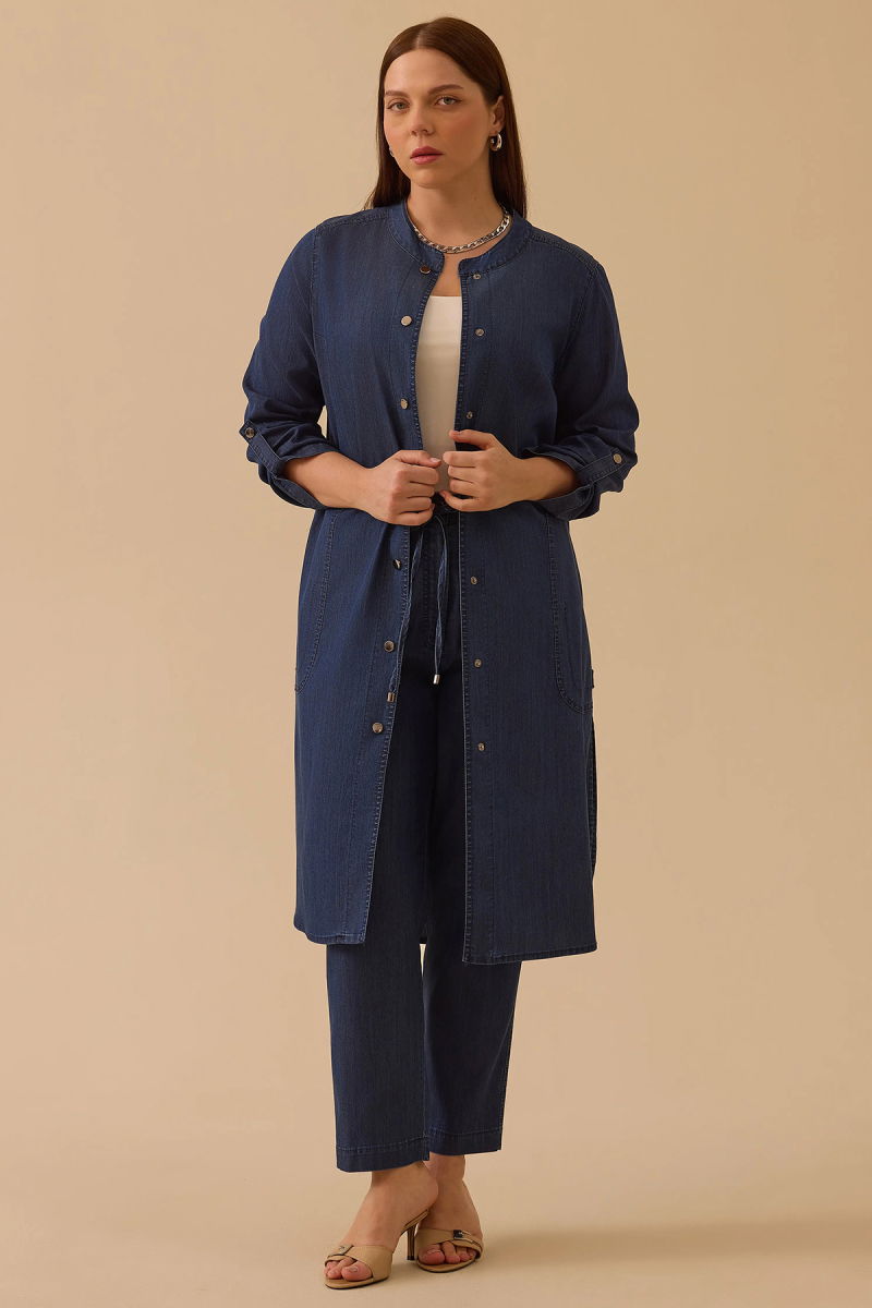 Galaxi Kadın Büyük Beden Cepli Uzun Jean Kap 4011 Indigo - Galaxi