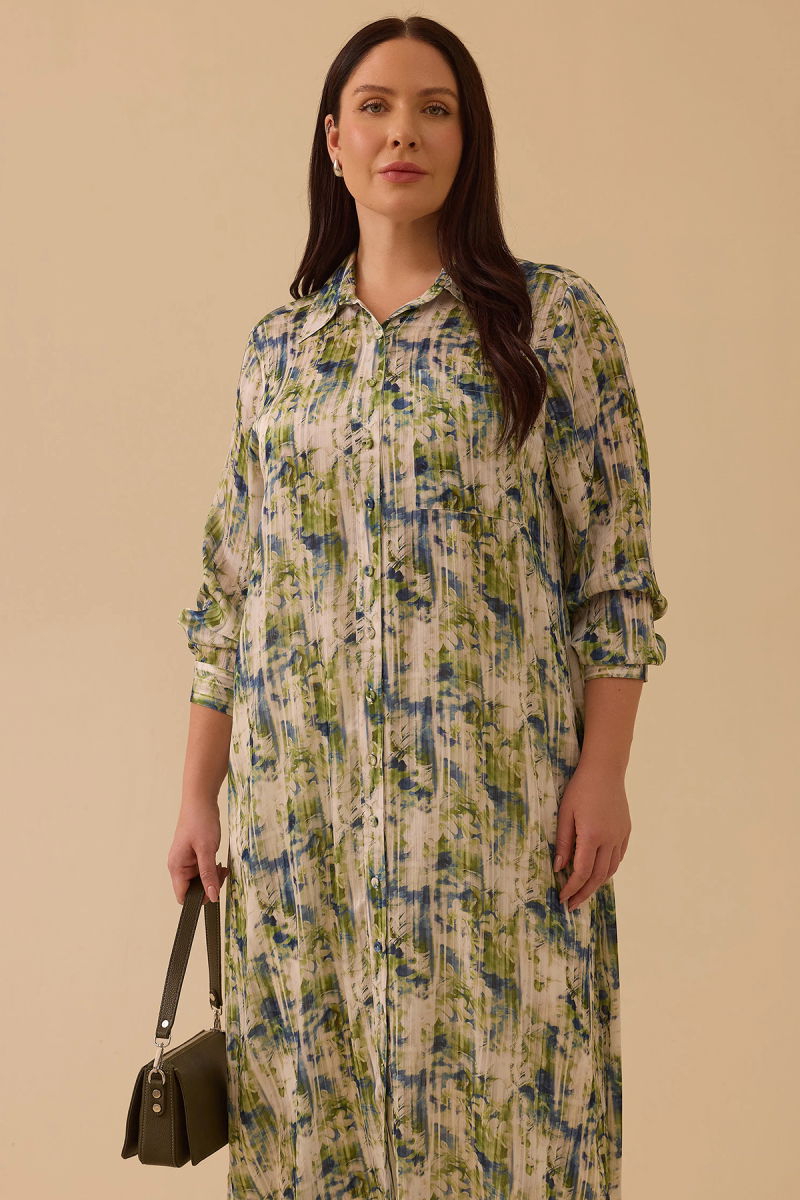 Galaxi Kadın Büyük Beden Çiçek Desenli Uzun Tunik 4013 Yeşil - 2