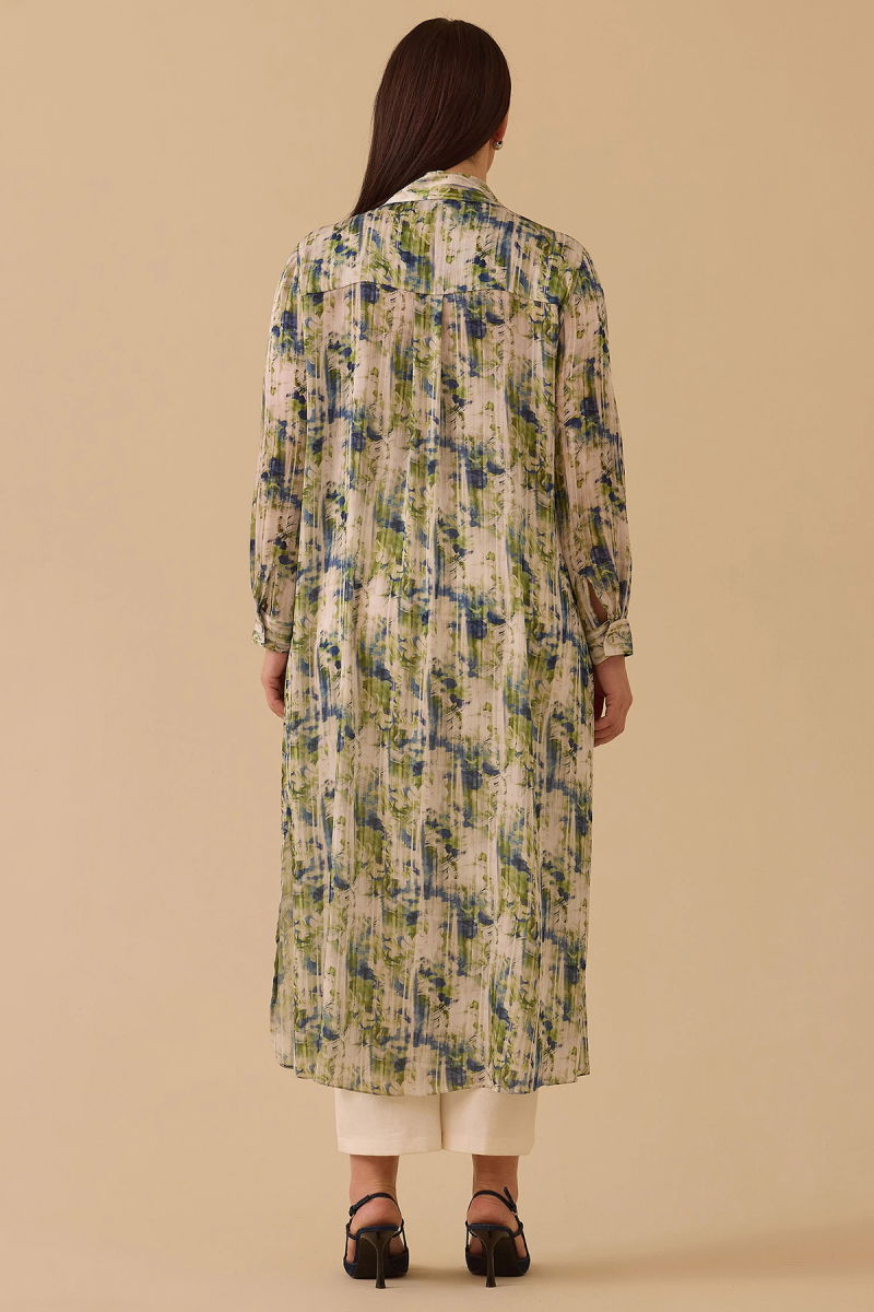 Galaxi Kadın Büyük Beden Çiçek Desenli Uzun Tunik 4013 Yeşil - 4